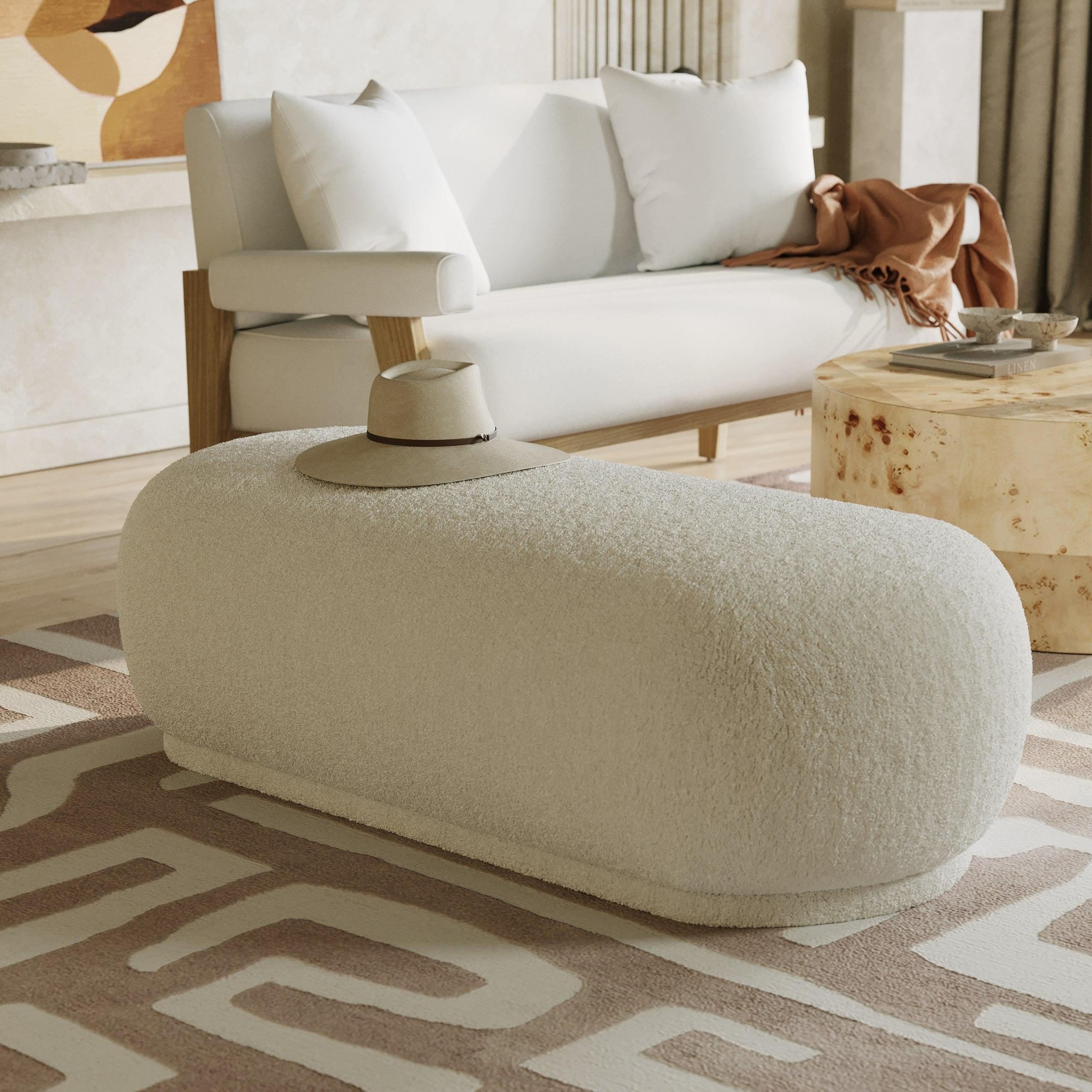 Divani Casa Kael Contemporary Sherpa Ottoman