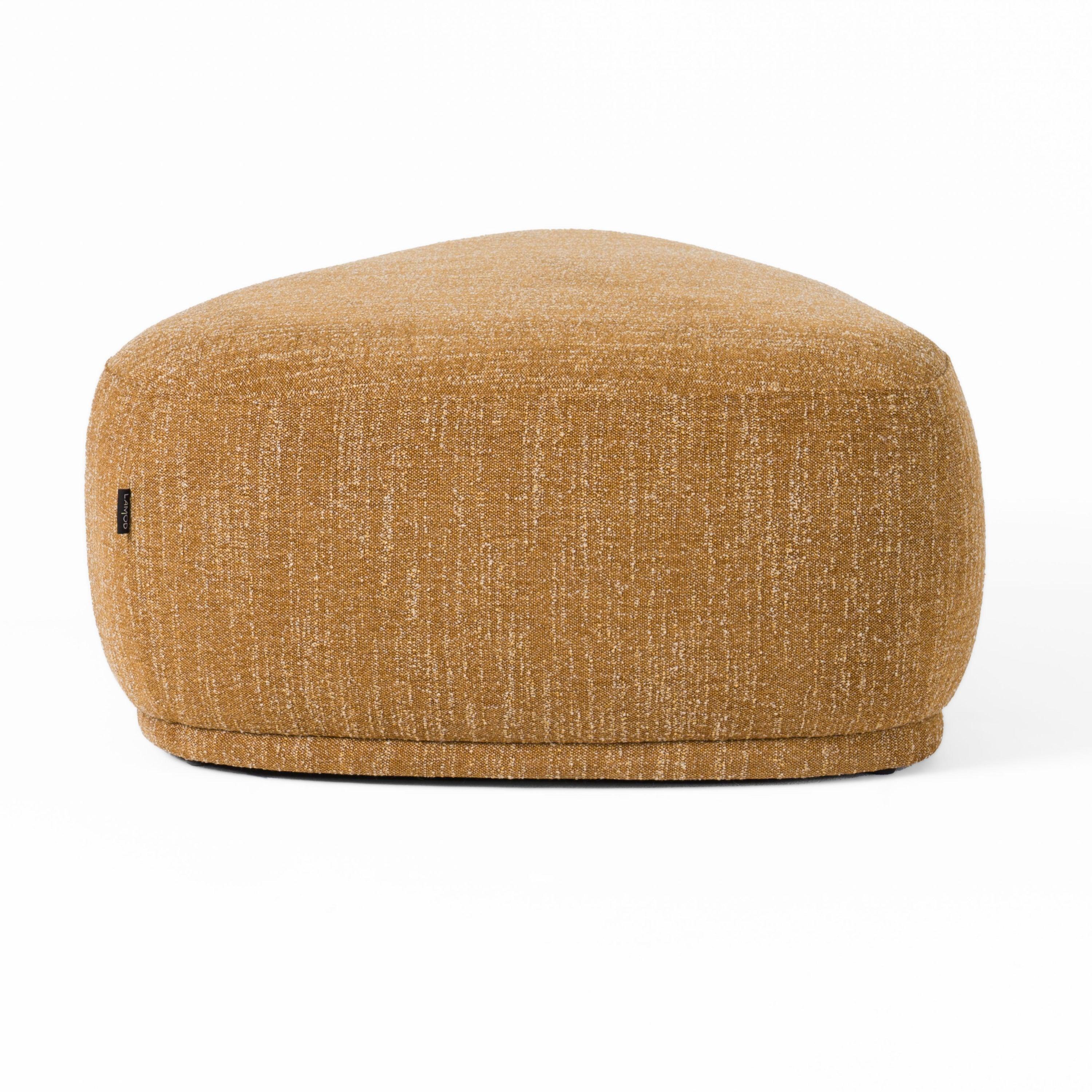 Divani Casa Kinsey Modern Mustard Large River Rock Ottoman