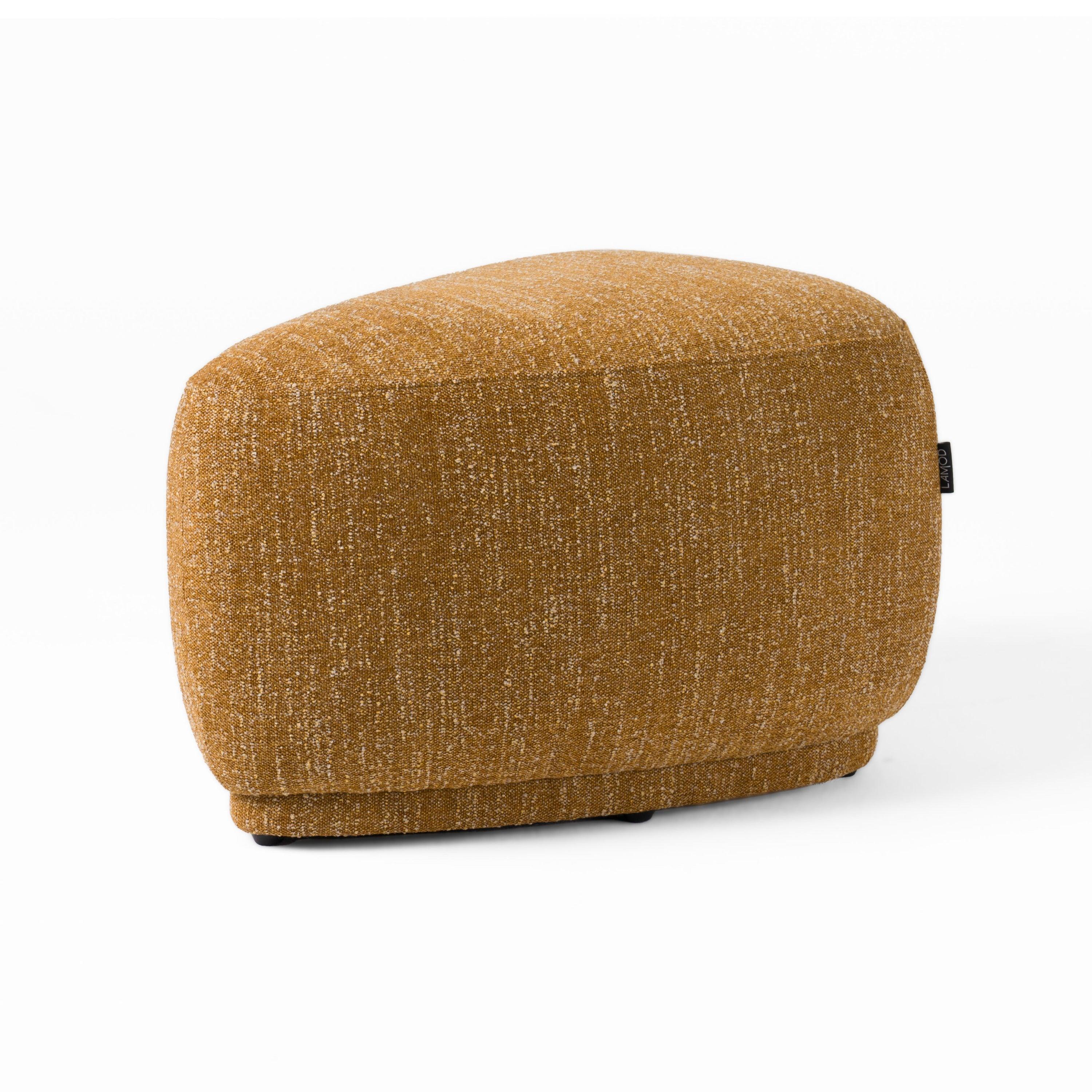 Divani Casa Kinsey Modern Mustard Small River Rock Ottoman