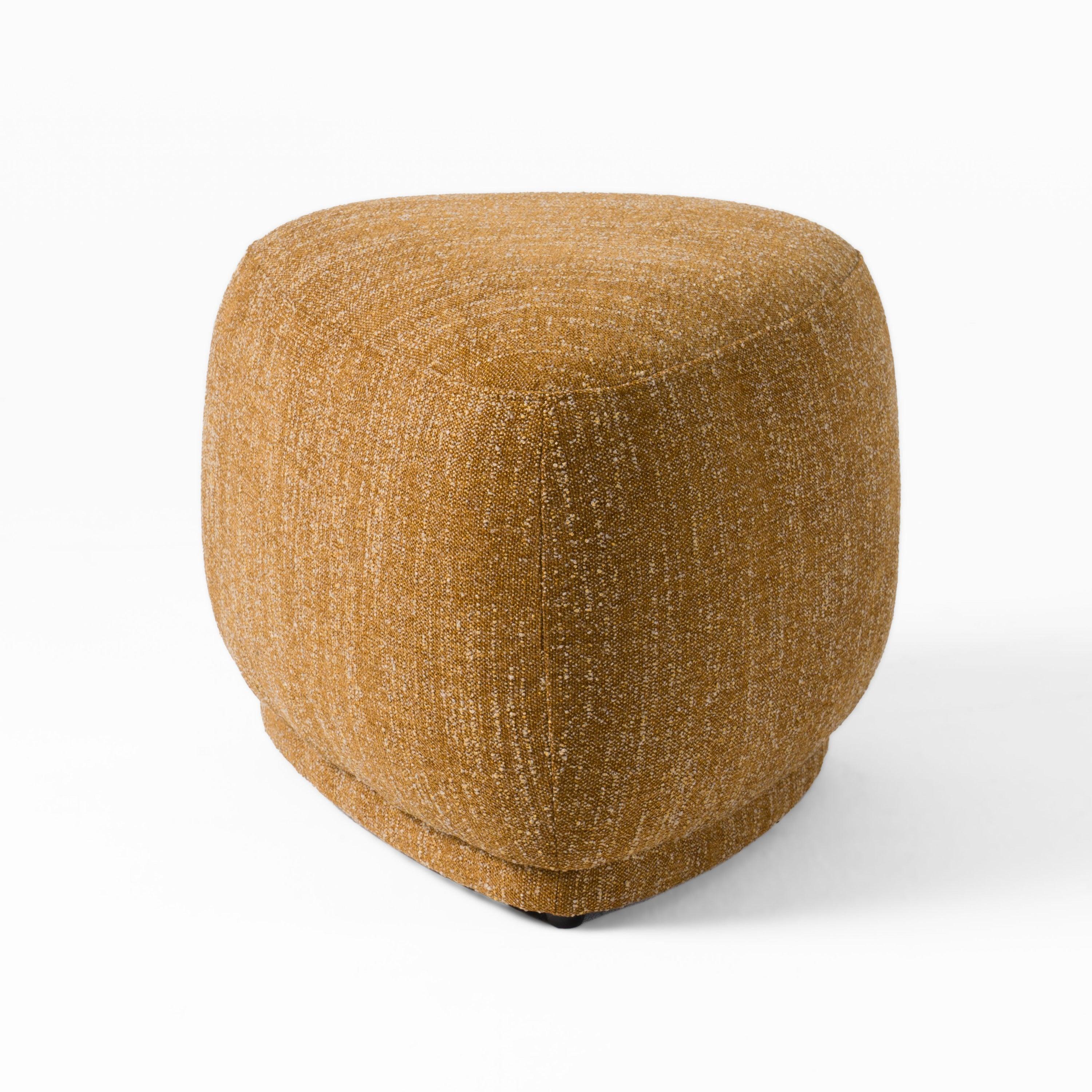 Divani Casa Kinsey Modern Mustard Small River Rock Ottoman