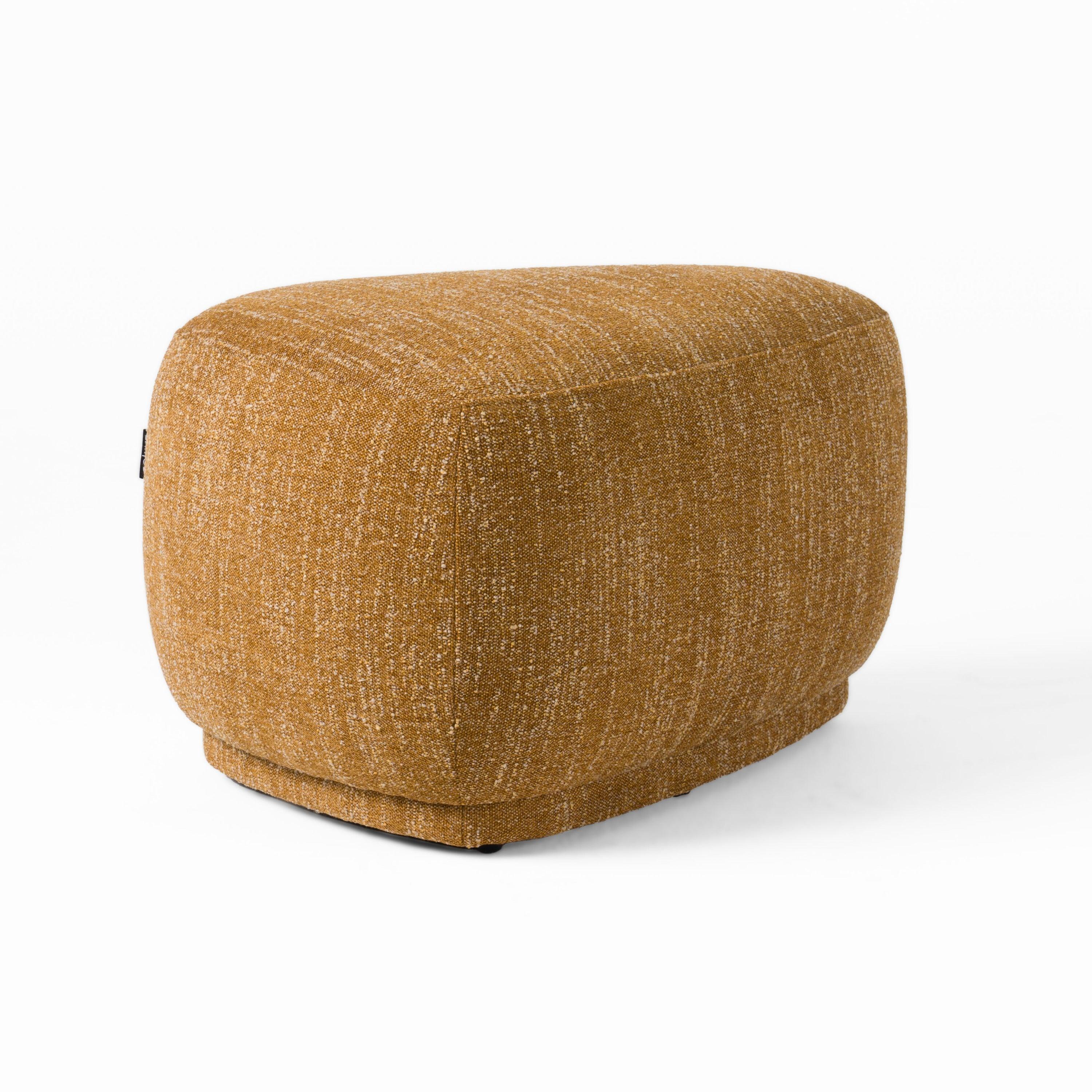 Divani Casa Kinsey Modern Mustard Small River Rock Ottoman