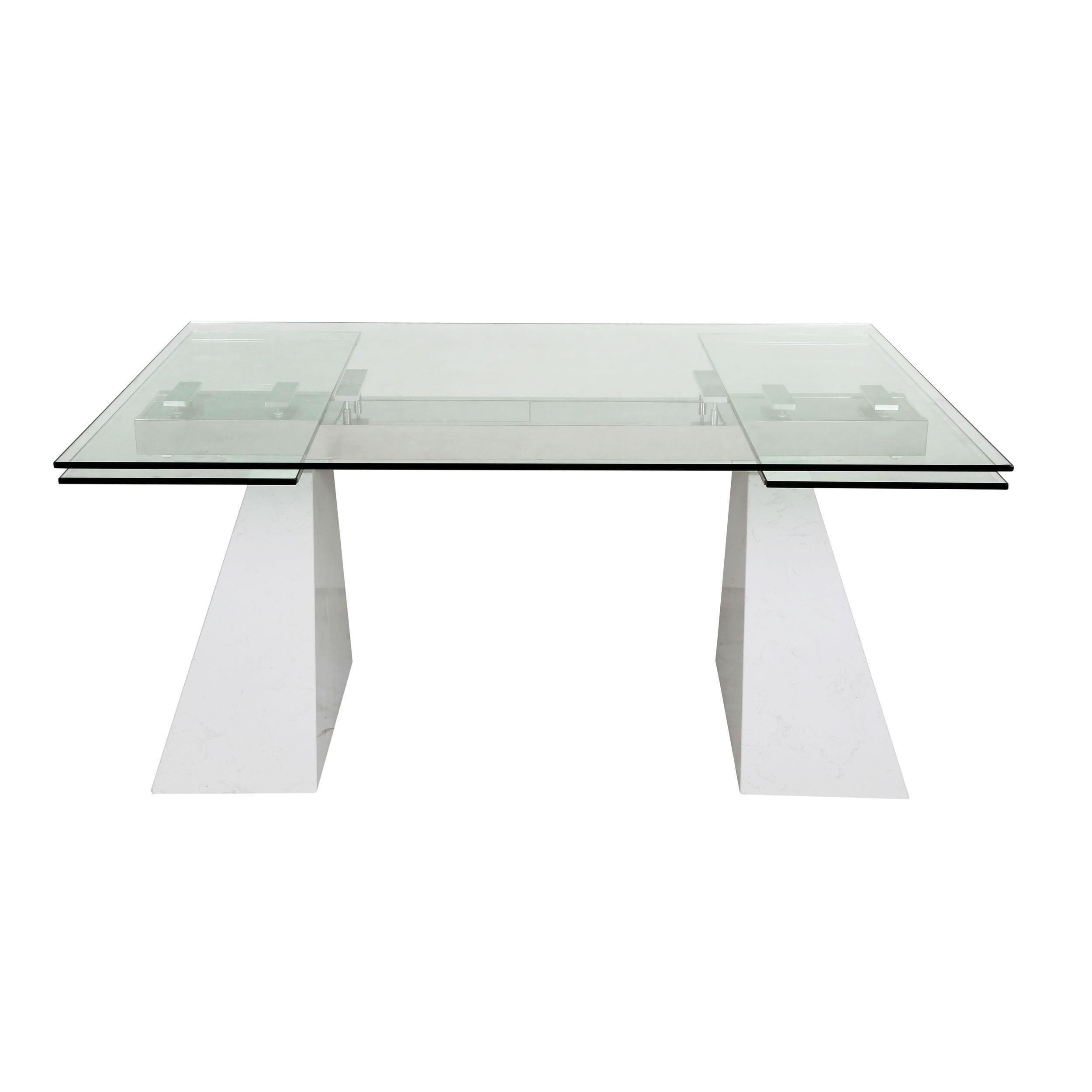 Modrest Latrobe Modern Extendable Quartz Stone Glass Dining Table