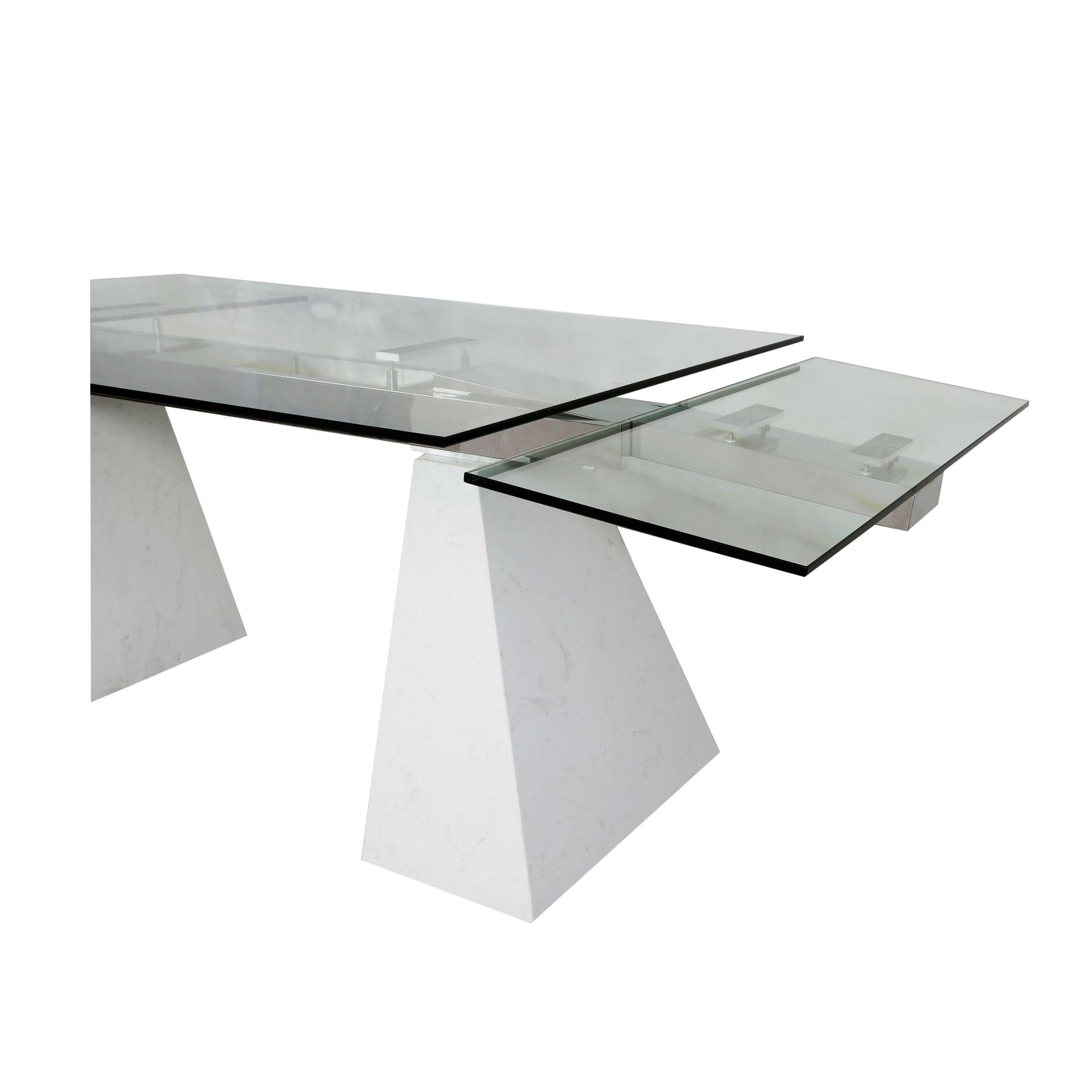 Modrest Latrobe Modern Extendable Quartz Stone Glass Dining Table