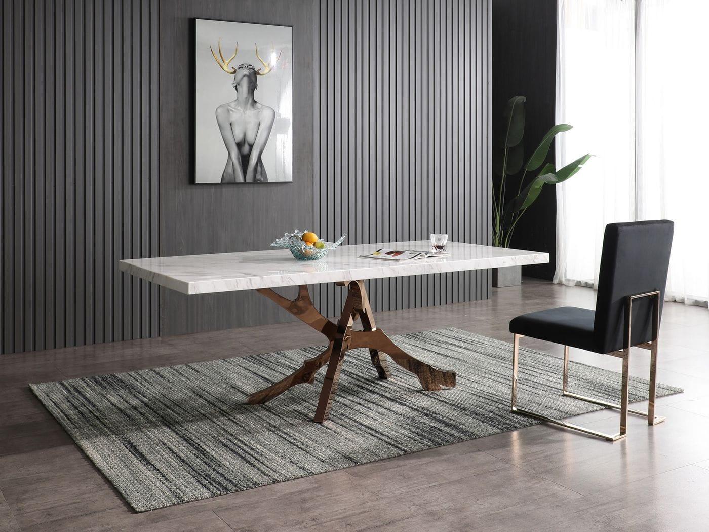 Modrest Legend Modern Marble Rosegold Dining Table