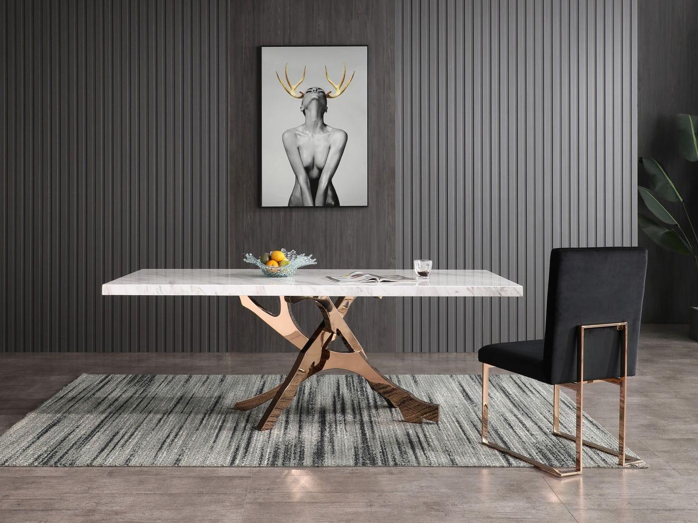 Modrest Legend Modern Marble Rosegold Dining Table