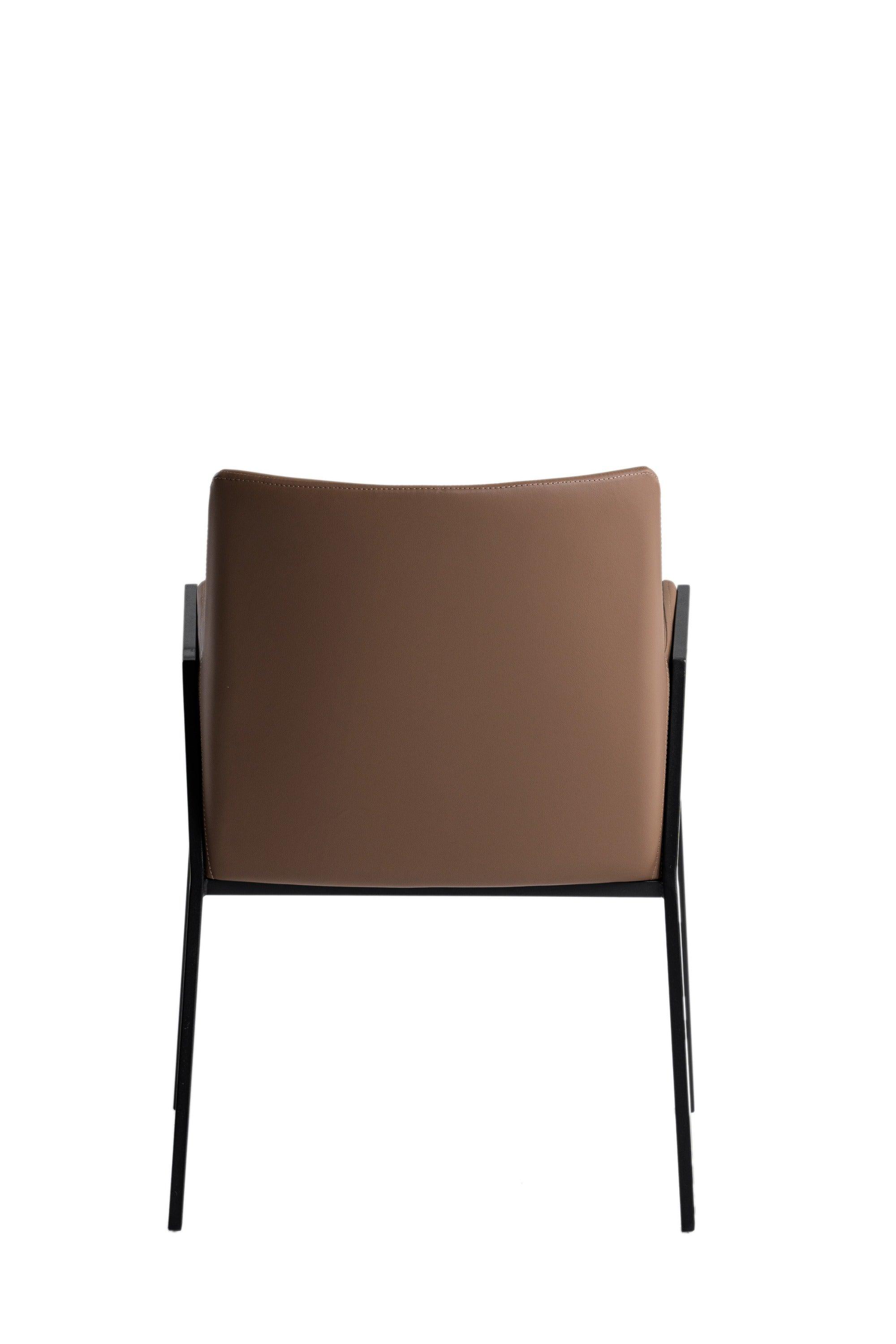 Modrest Leshay Modern Dark Vegan Leather Metal Dining Chair