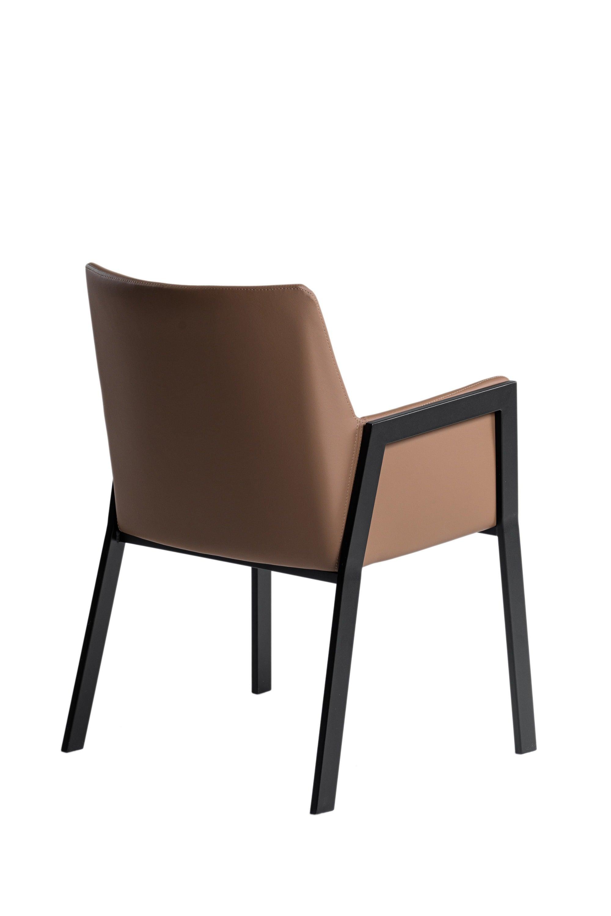 Modrest Leshay Modern Dark Vegan Leather Metal Dining Chair