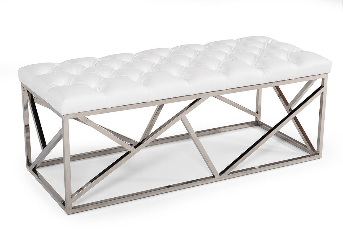 Modrest Lindsey Modern Leatherette Stainless Steel Bench