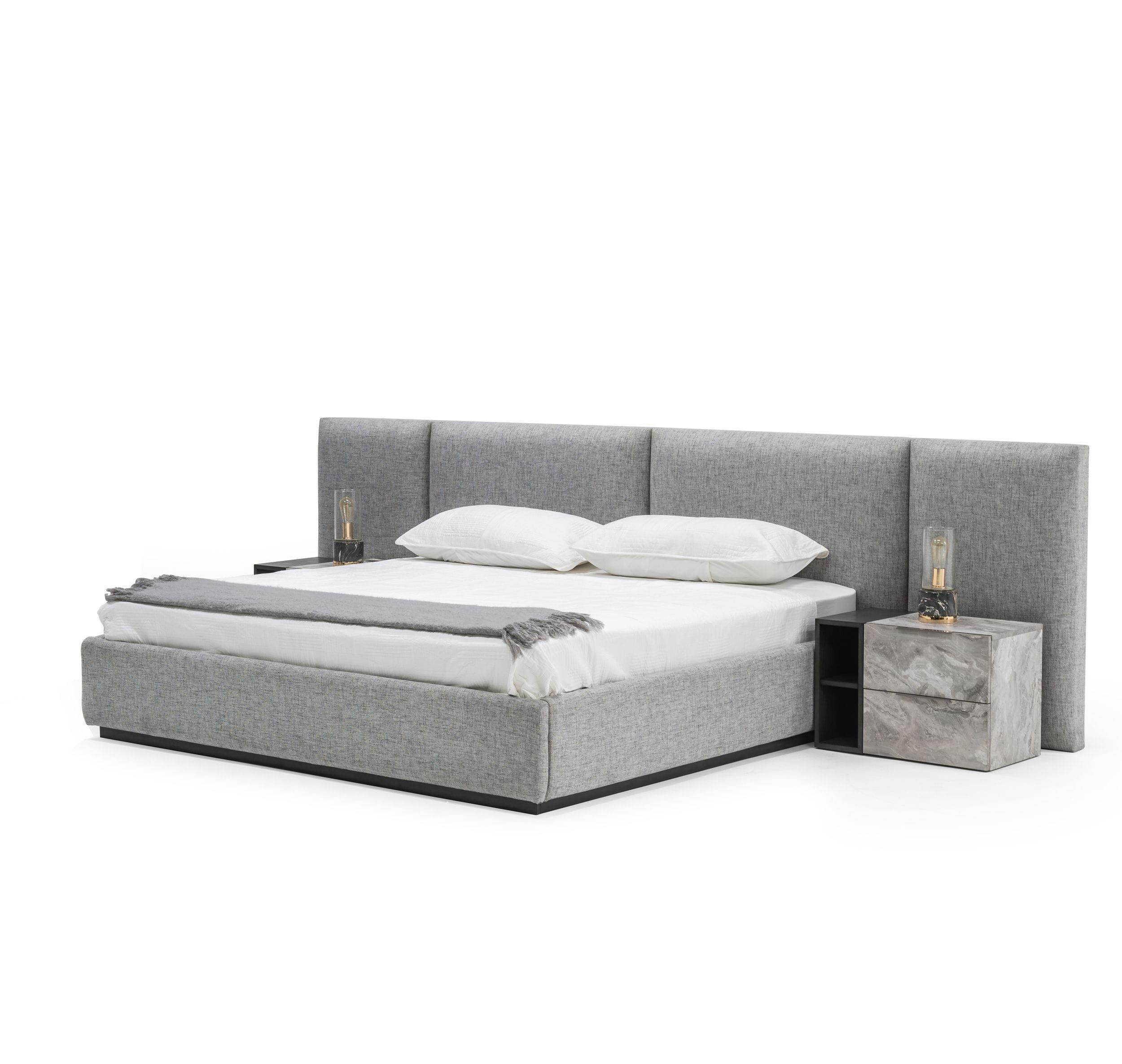 Nova Domus Maranello Modern Fabric Bed w/ Two Nightstands