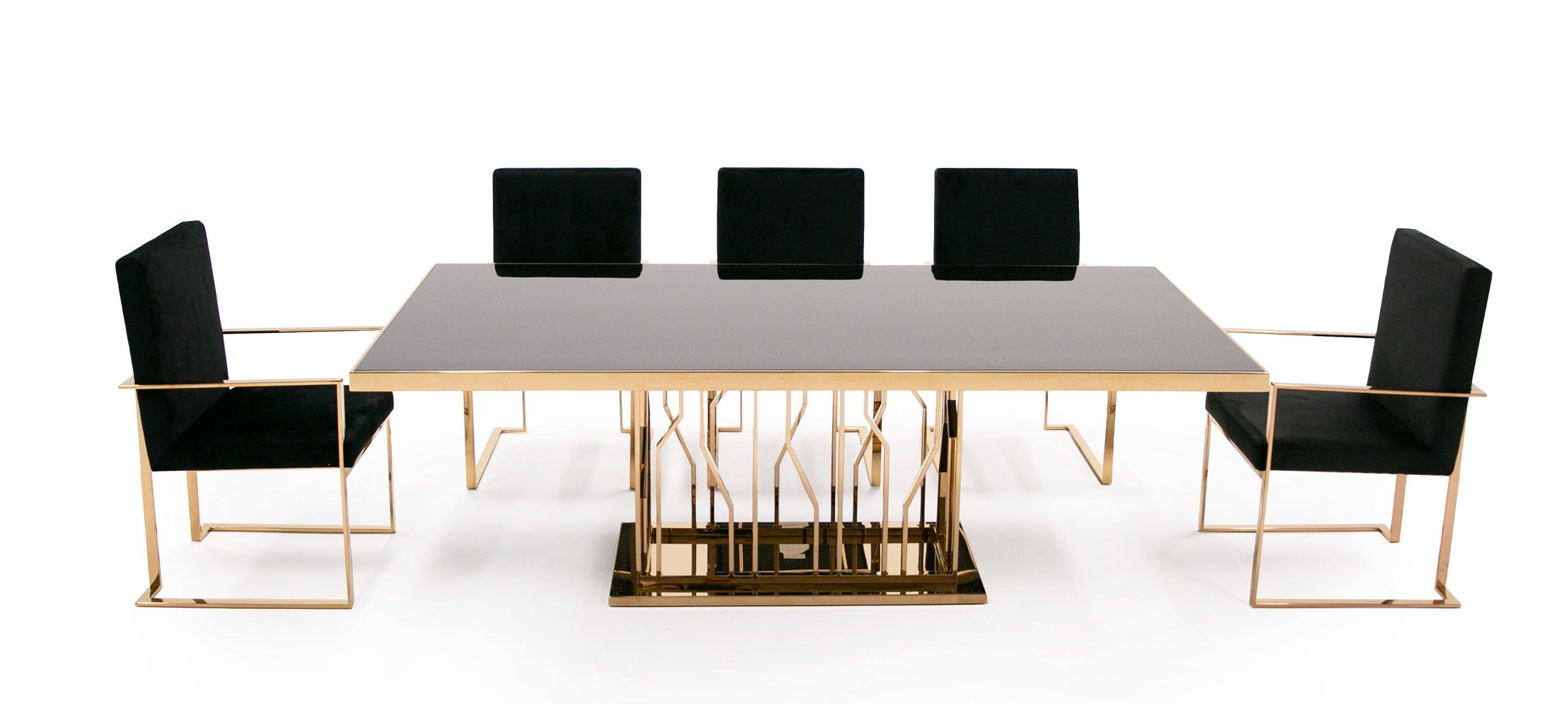 Modrest Marston Modern Glass Rosegold Dining Table