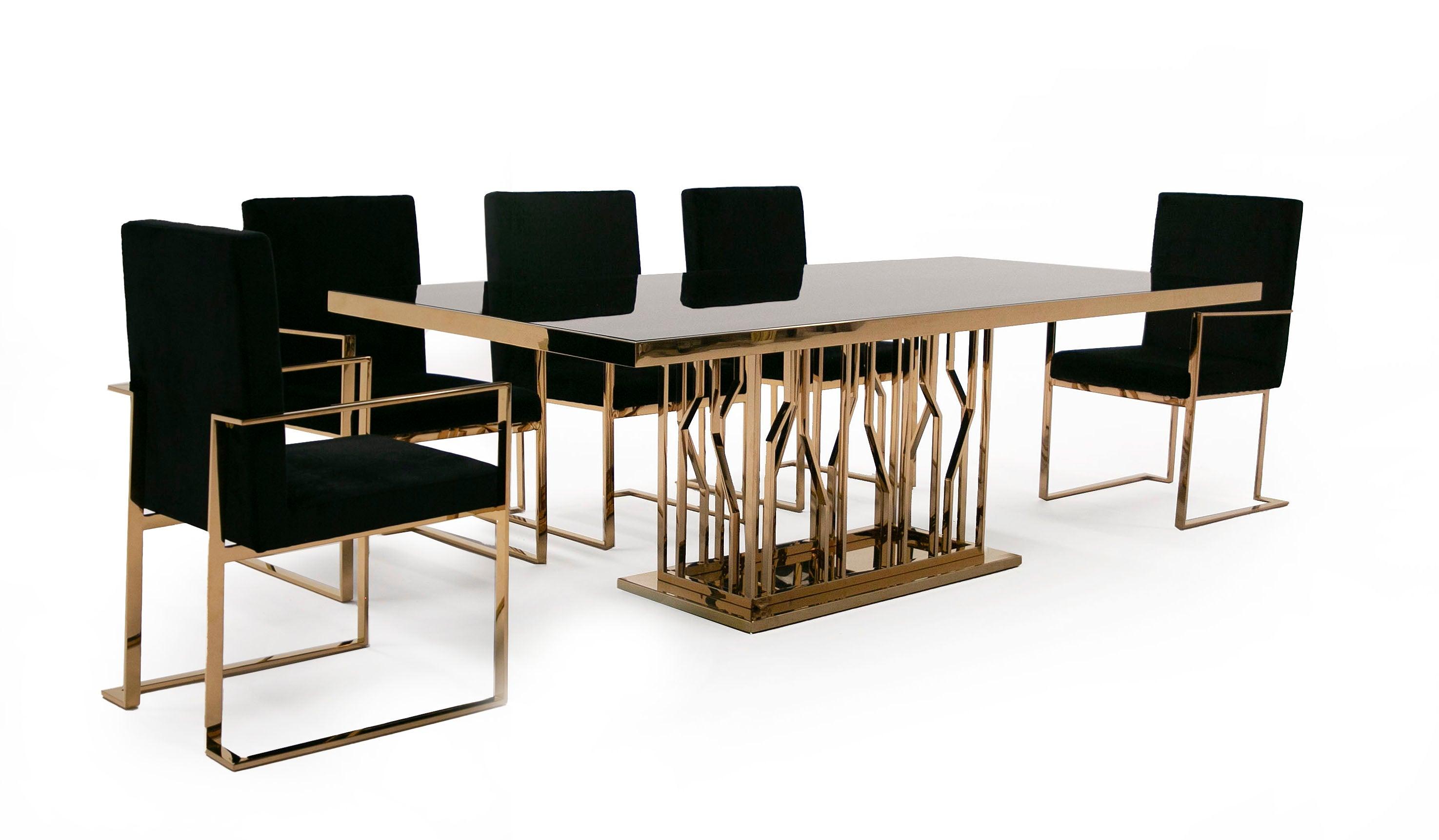 Modrest Marston Modern Glass Rosegold Dining Table