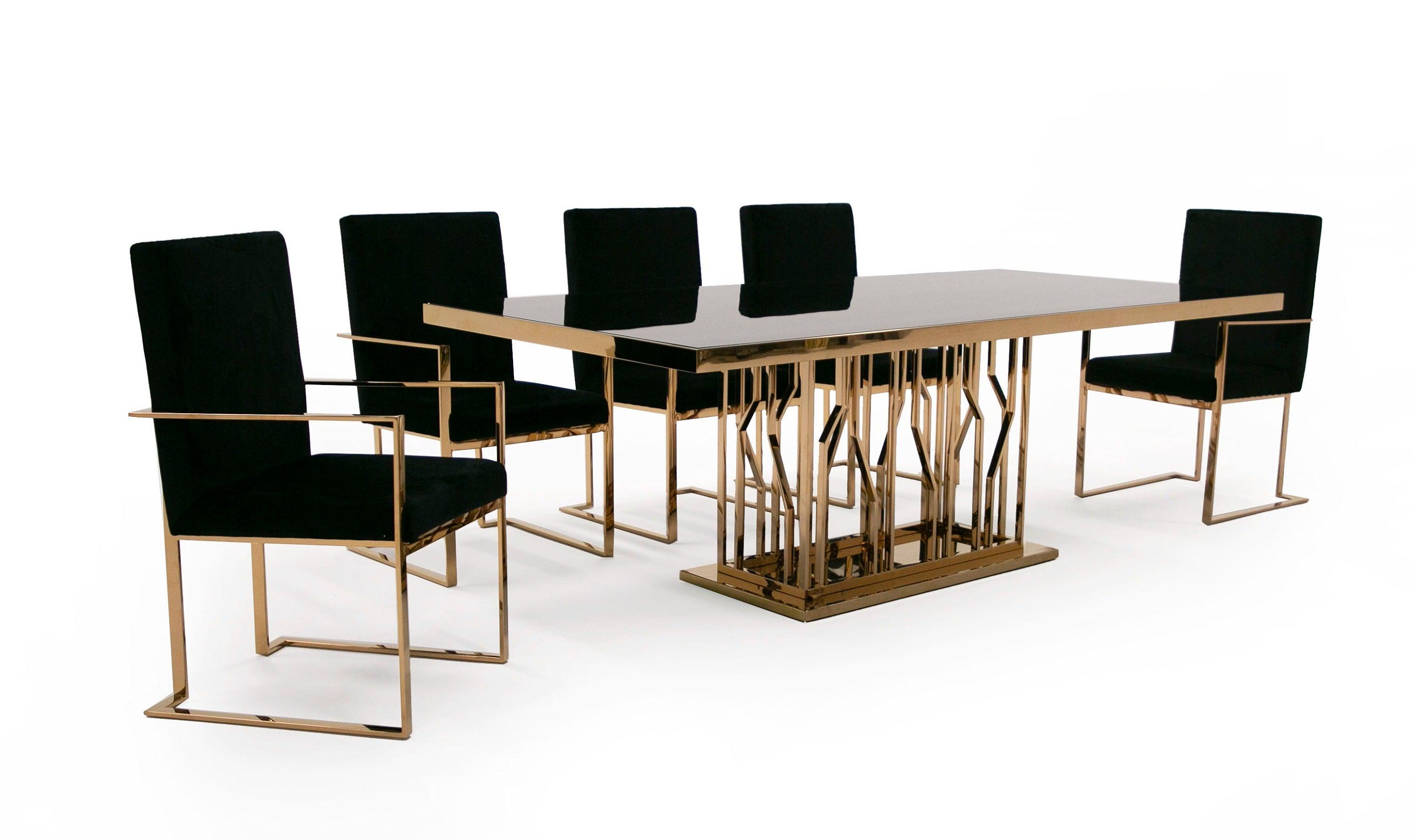 Modrest Marston Modern Glass Rosegold Dining Table