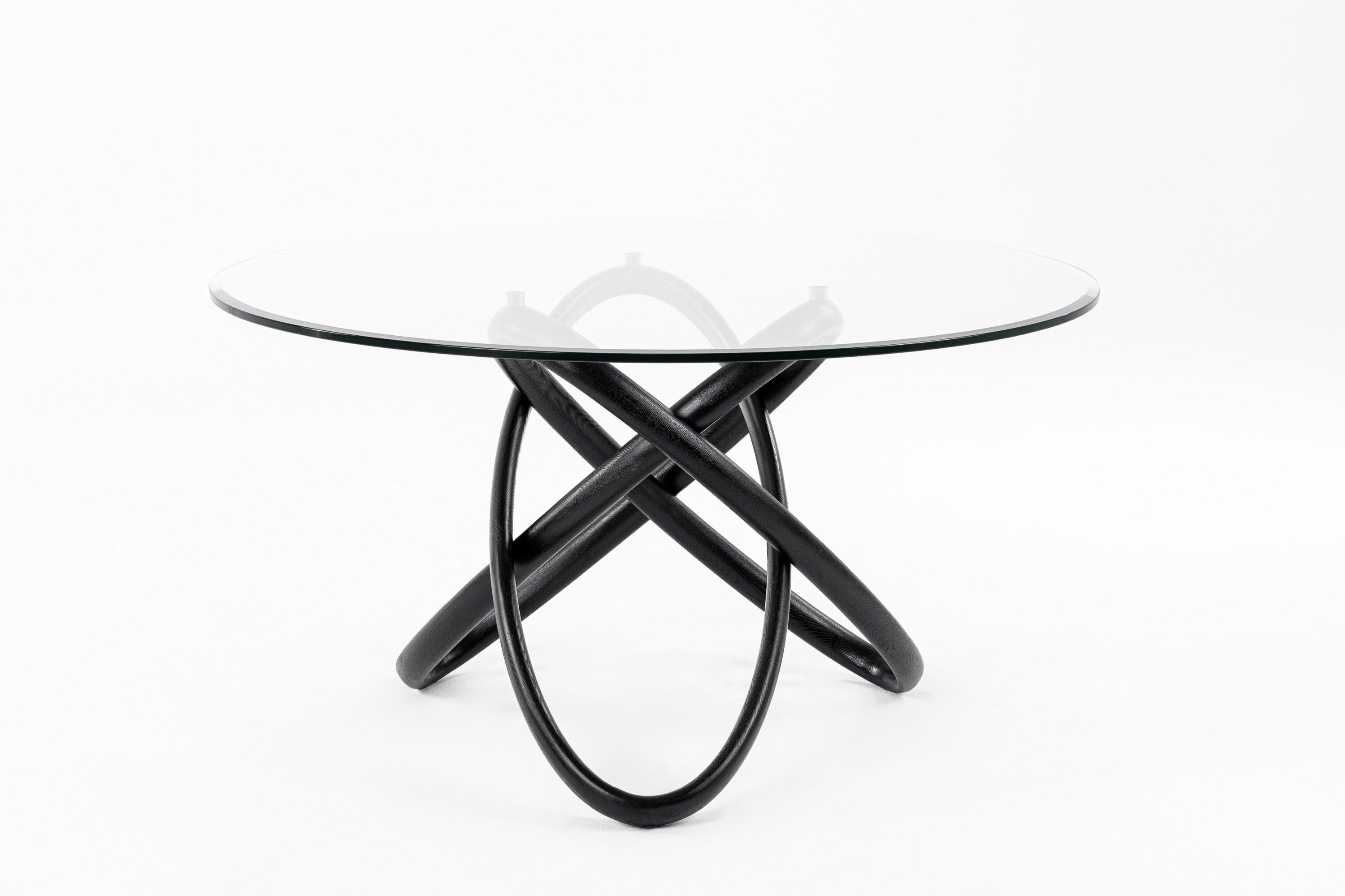 Modrest Mason Round Glass Ash Dining Table