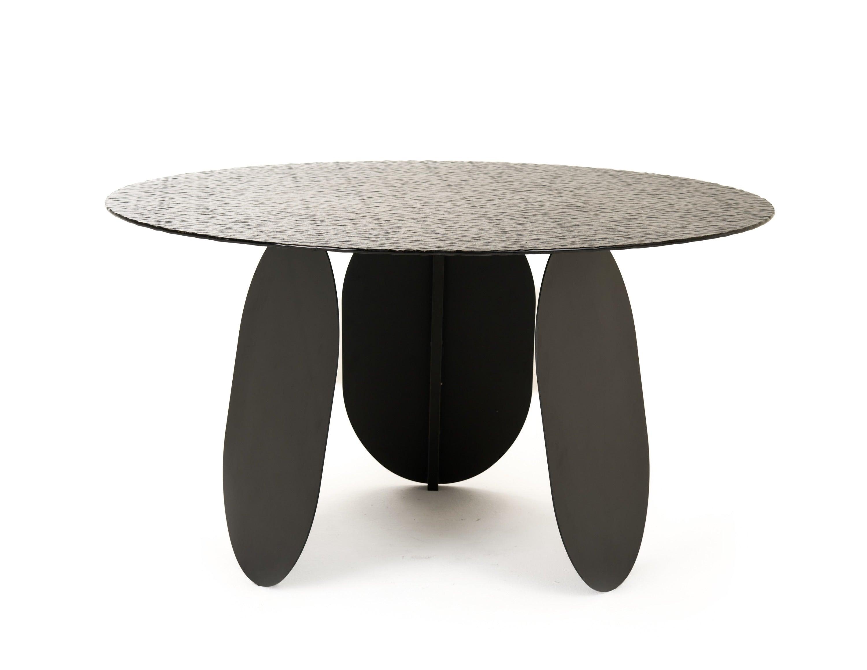 Modrest Maxine Modern Hammered Glass Round Dining Table