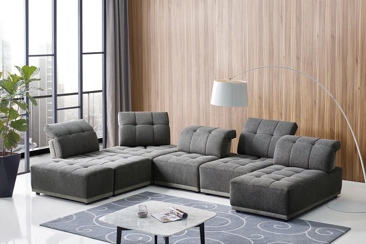 Divani Casa Ekron Modern Fabric Modular Sectional Sofa