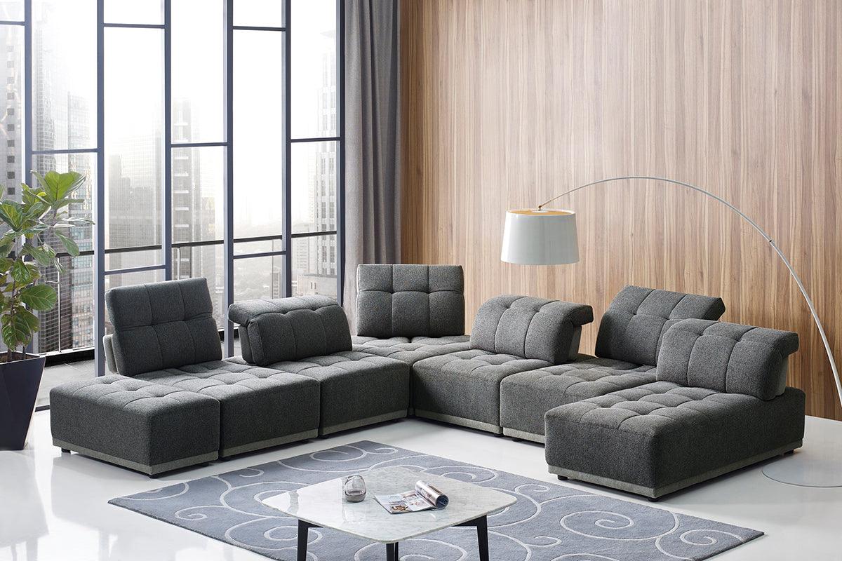 Divani Casa Ekron Modern Fabric Modular Sectional Sofa