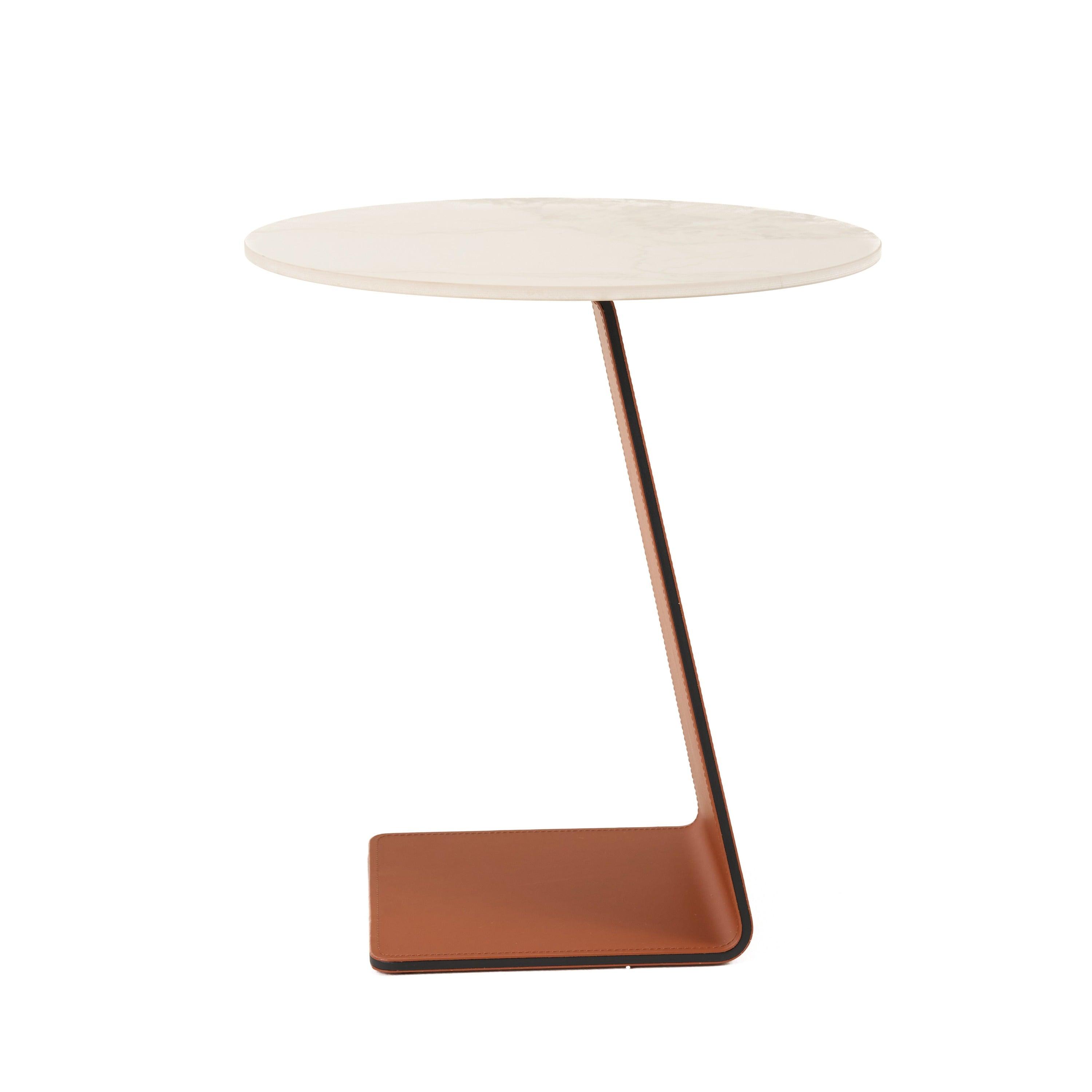 Modrest Merkel Modern Ceramic Leather End Table