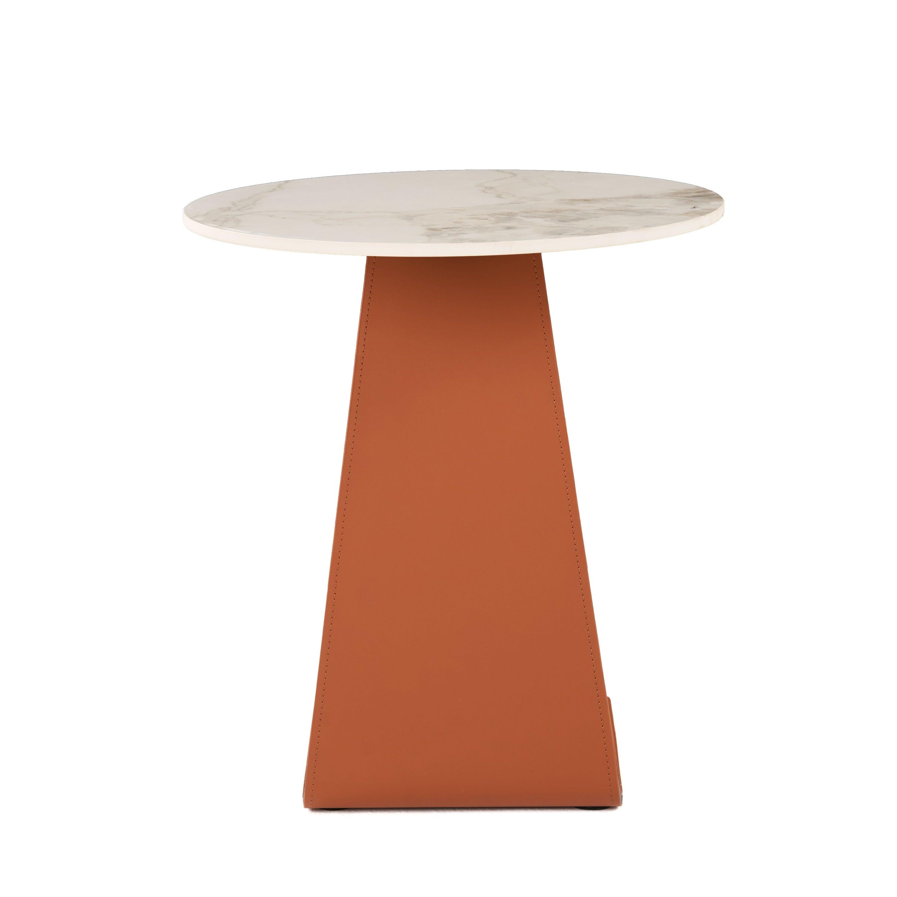 Modrest Merkel Modern Ceramic Leather End Table