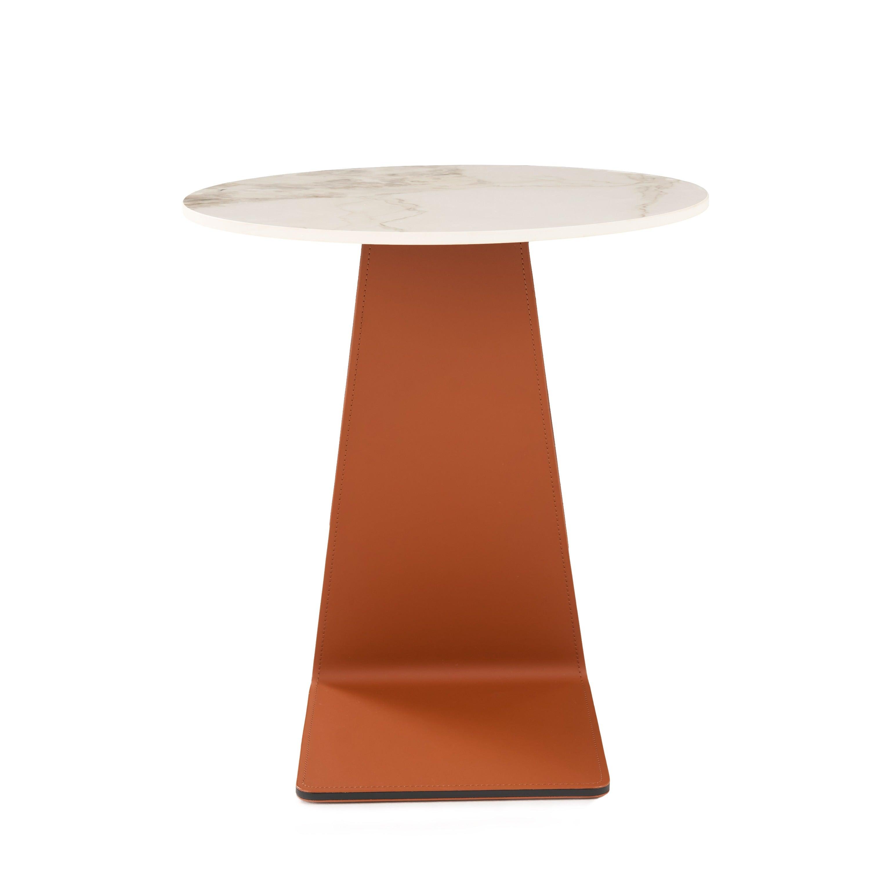 Modrest Merkel Modern Ceramic Leather End Table