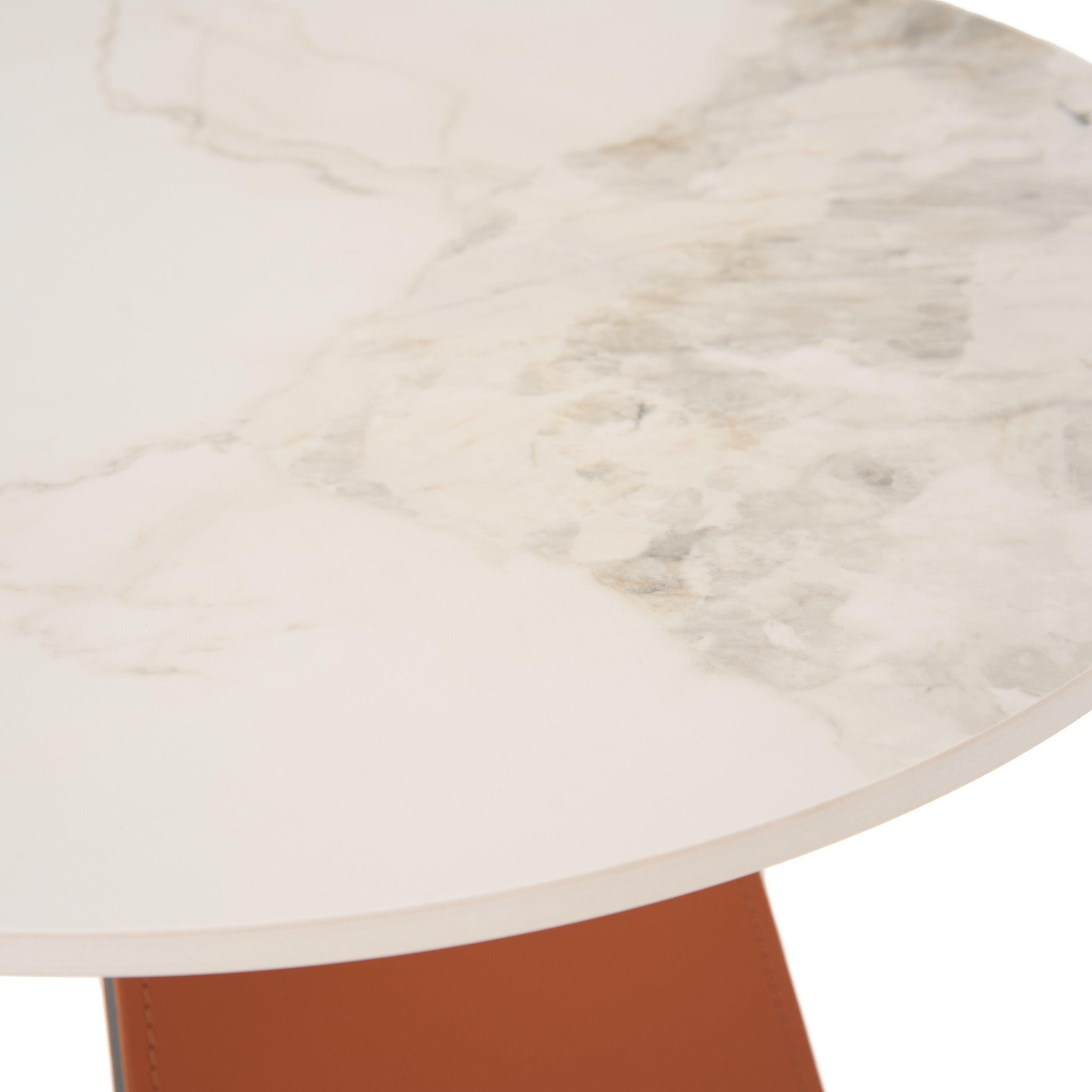 Modrest Merkel Modern Ceramic Leather End Table