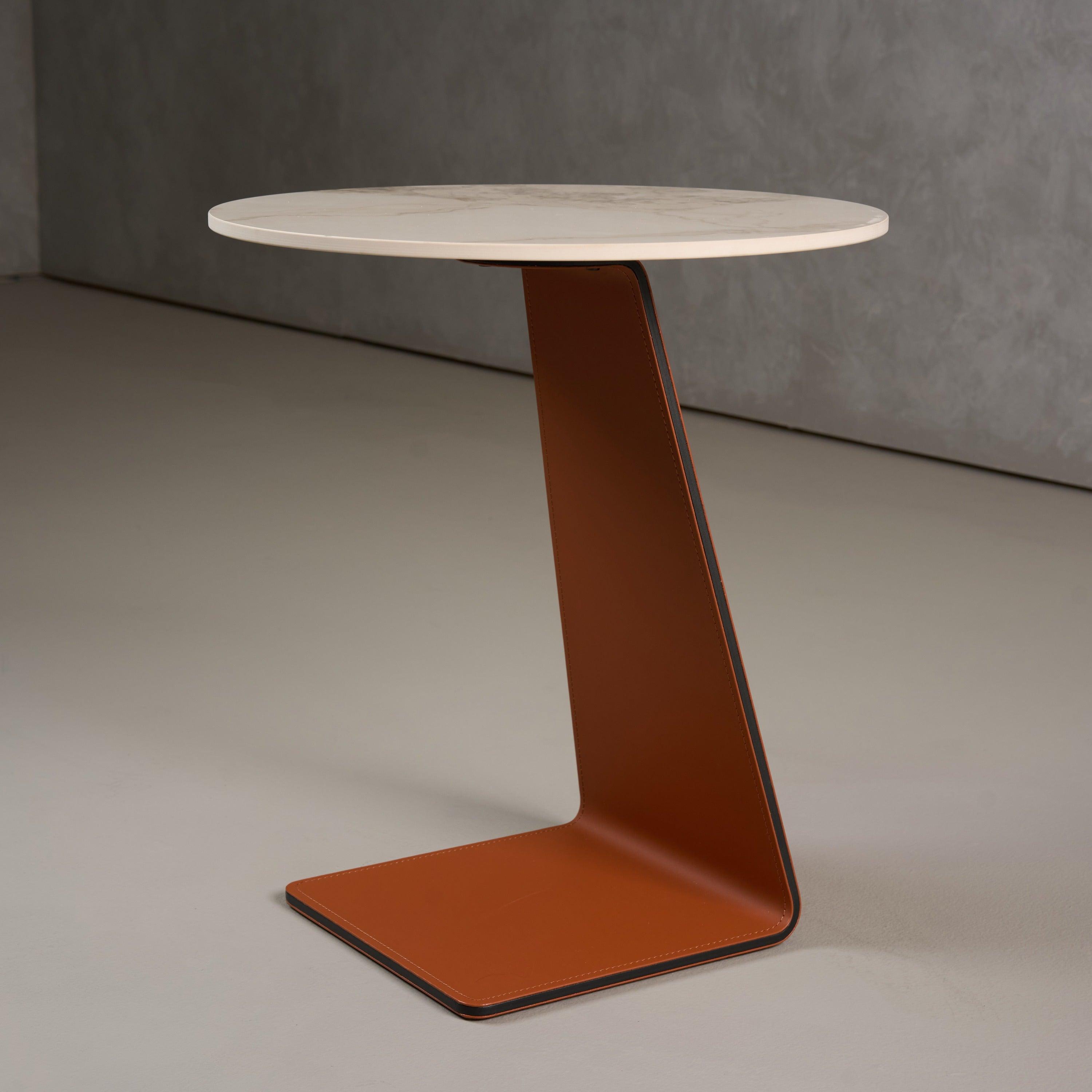 Modrest Merkel Modern Ceramic Leather End Table