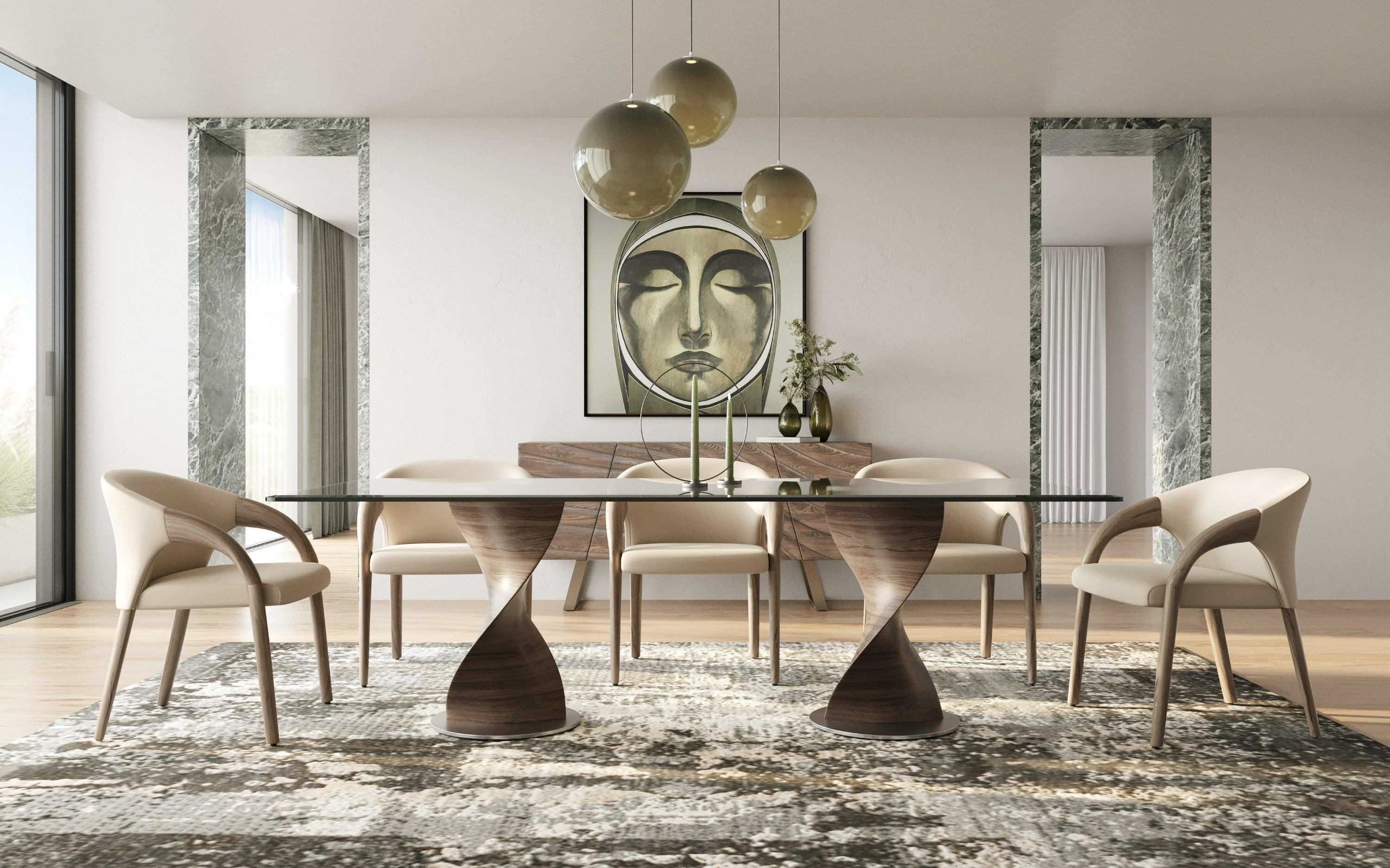 Modrest Cleveland Contemporary Glass and Ash Dining Table