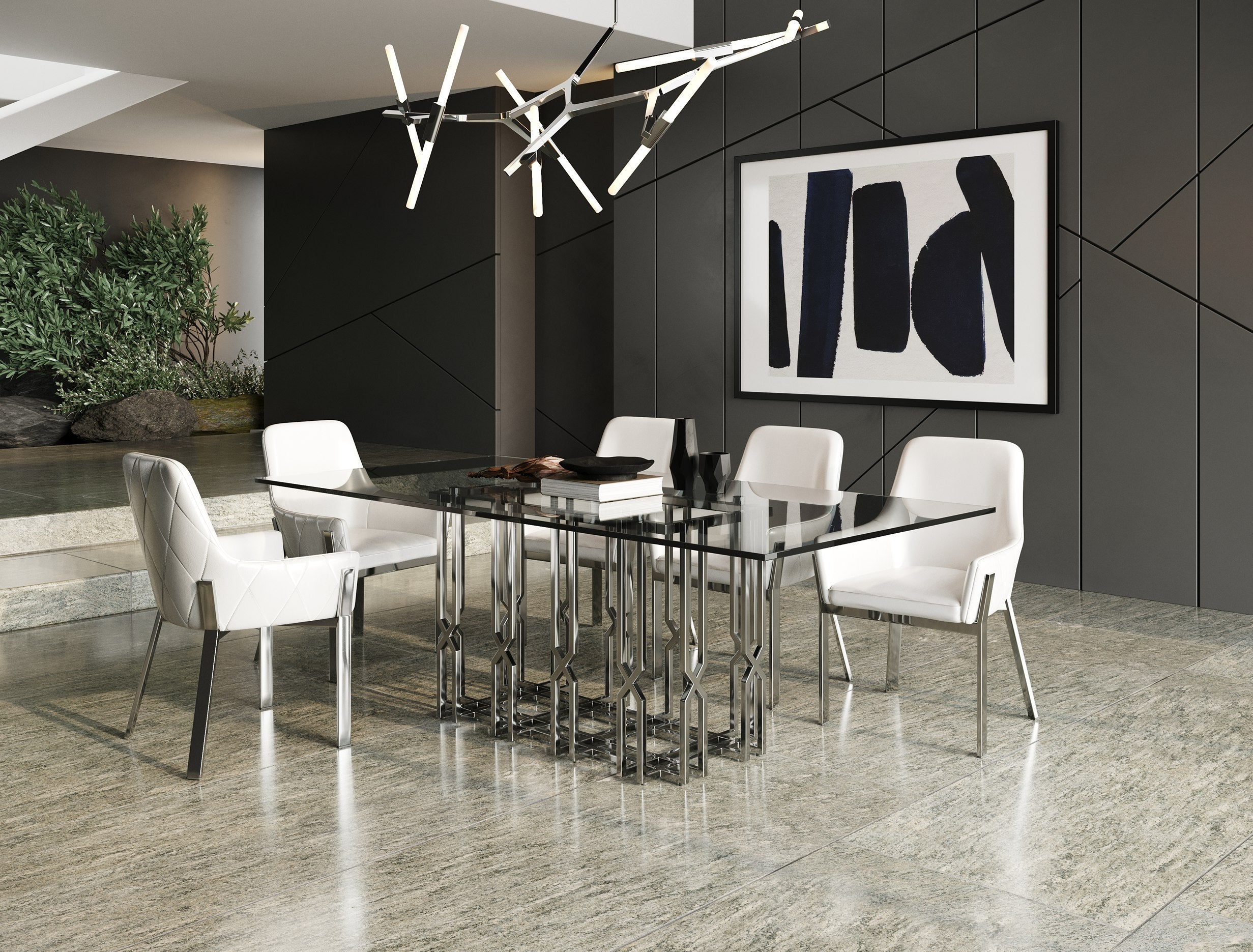 Modrest Ericson Modern Glass Stainless Steel Dining Table