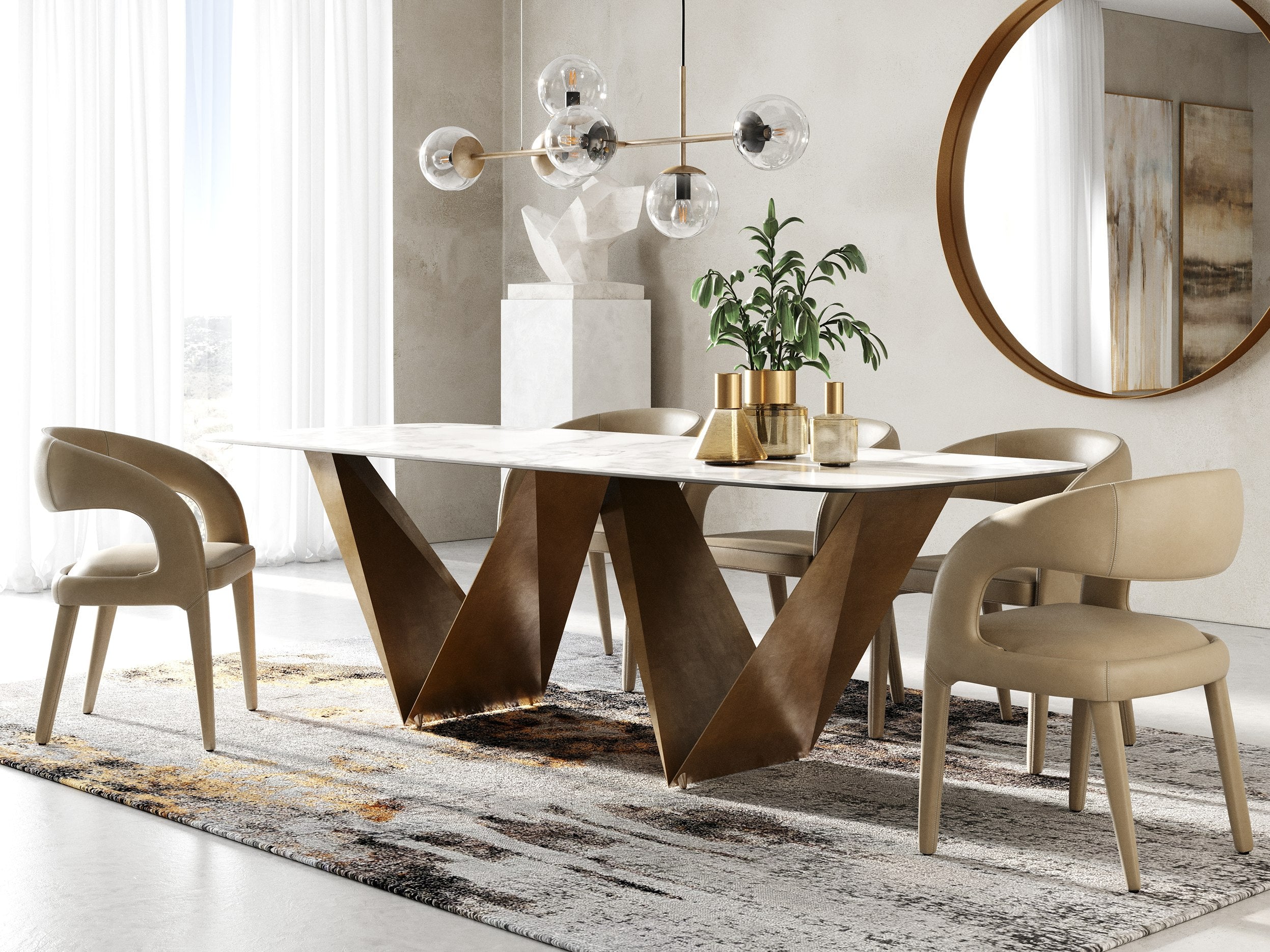 Modrest Melanie Modern Ceramic Brushed Dining Table