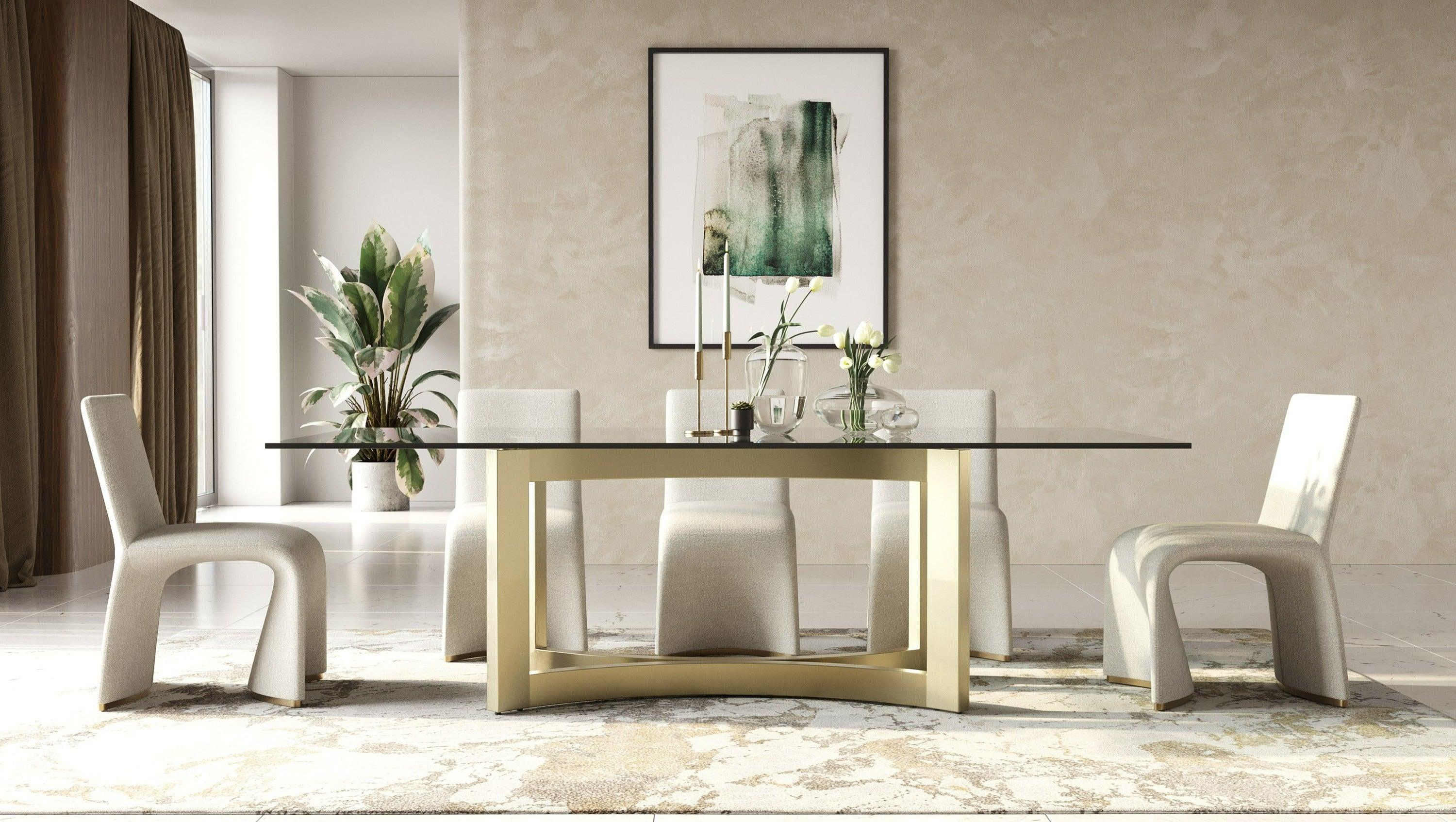 Modrest Mingus Modern Glass Brushed Rectangualr Dining Table