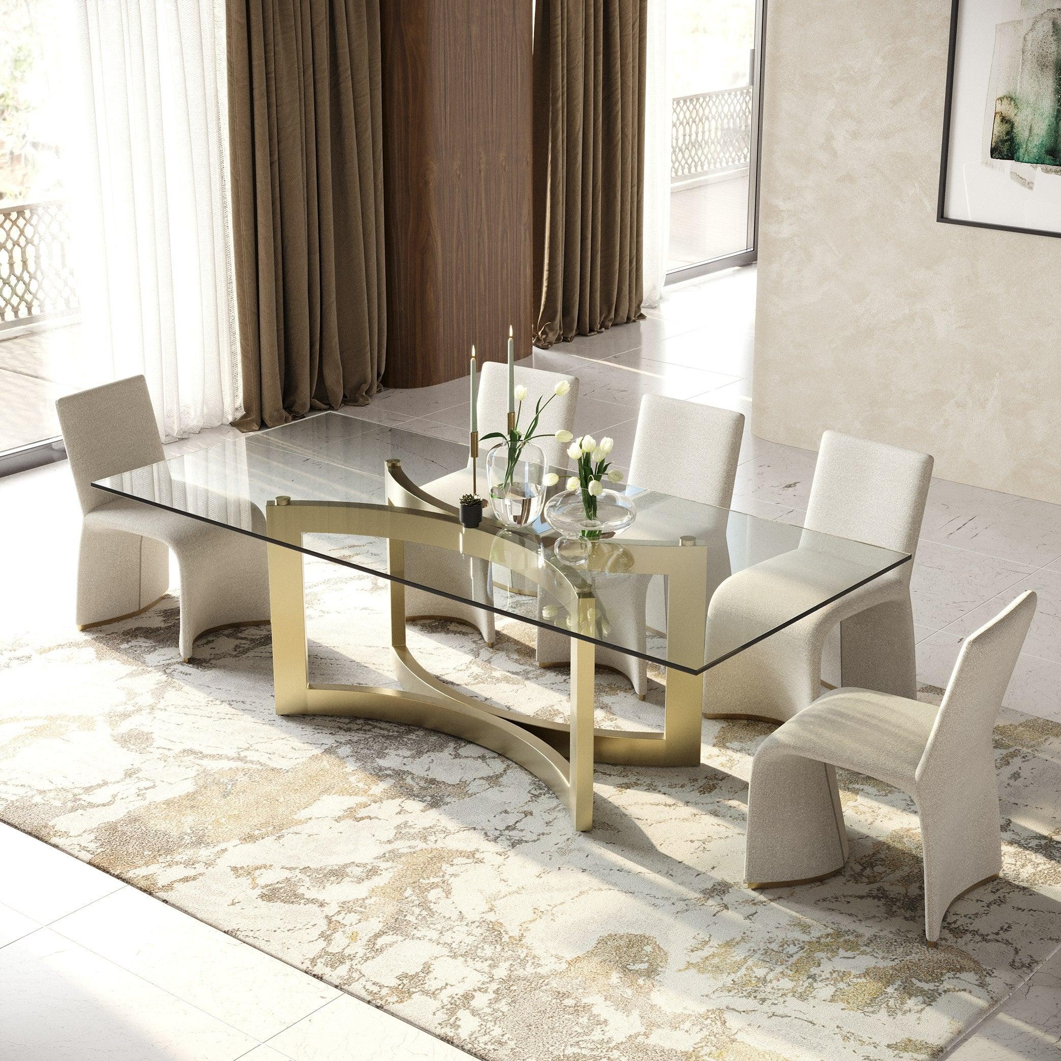 Modrest Mingus Modern Glass Brushed Rectangualr Dining Table