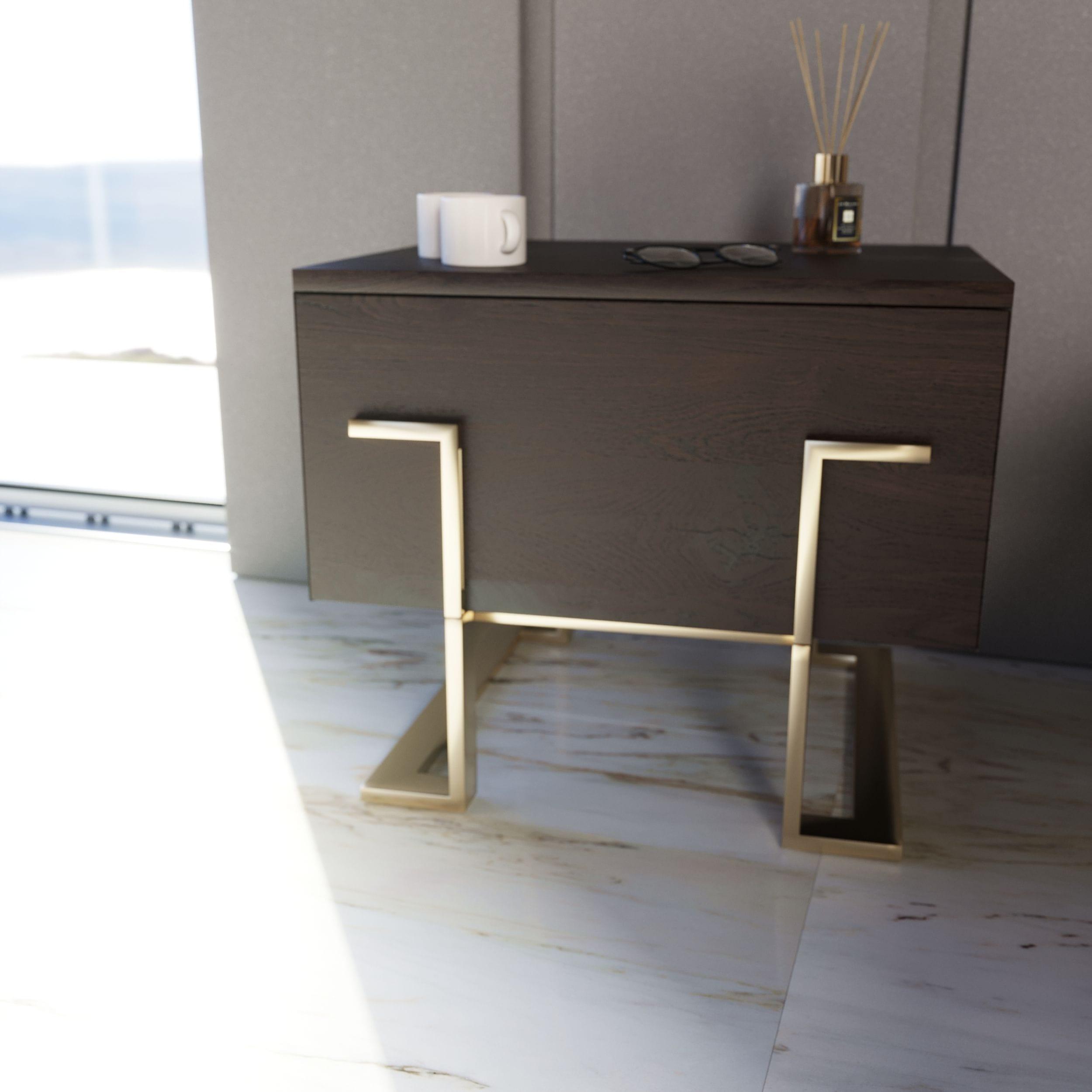 Modrest Moontide Modern Smoked Ash Nightstand