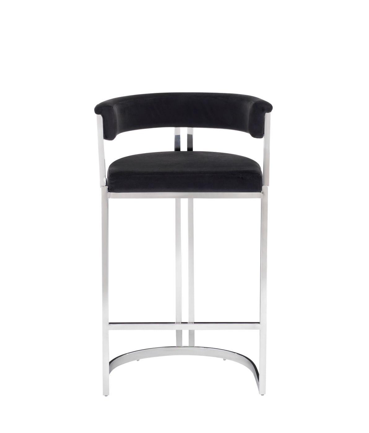 Modrest Munith Modern Velvet Stainless Steel Counter Stool