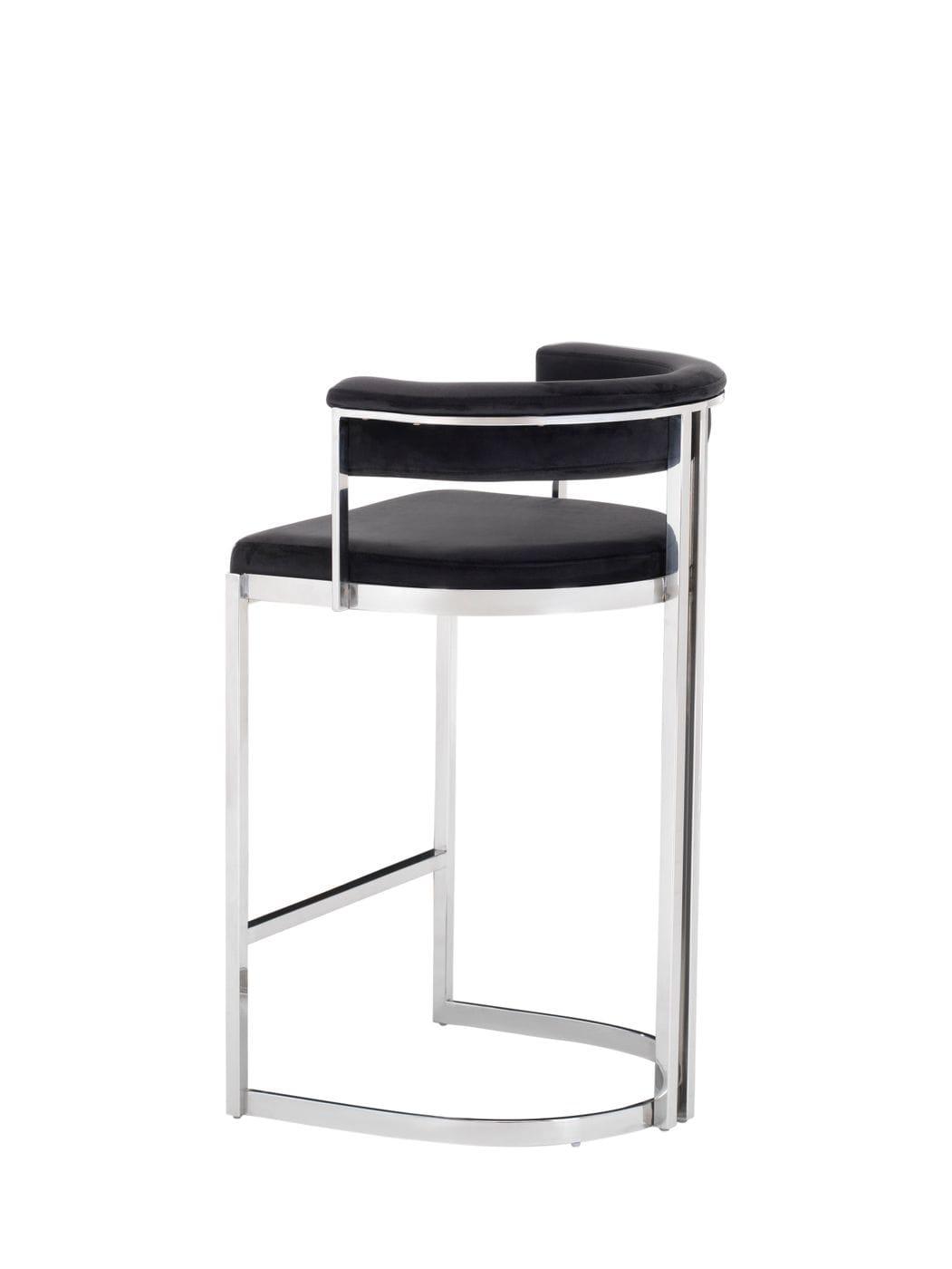 Modrest Munith Modern Velvet Stainless Steel Counter Stool