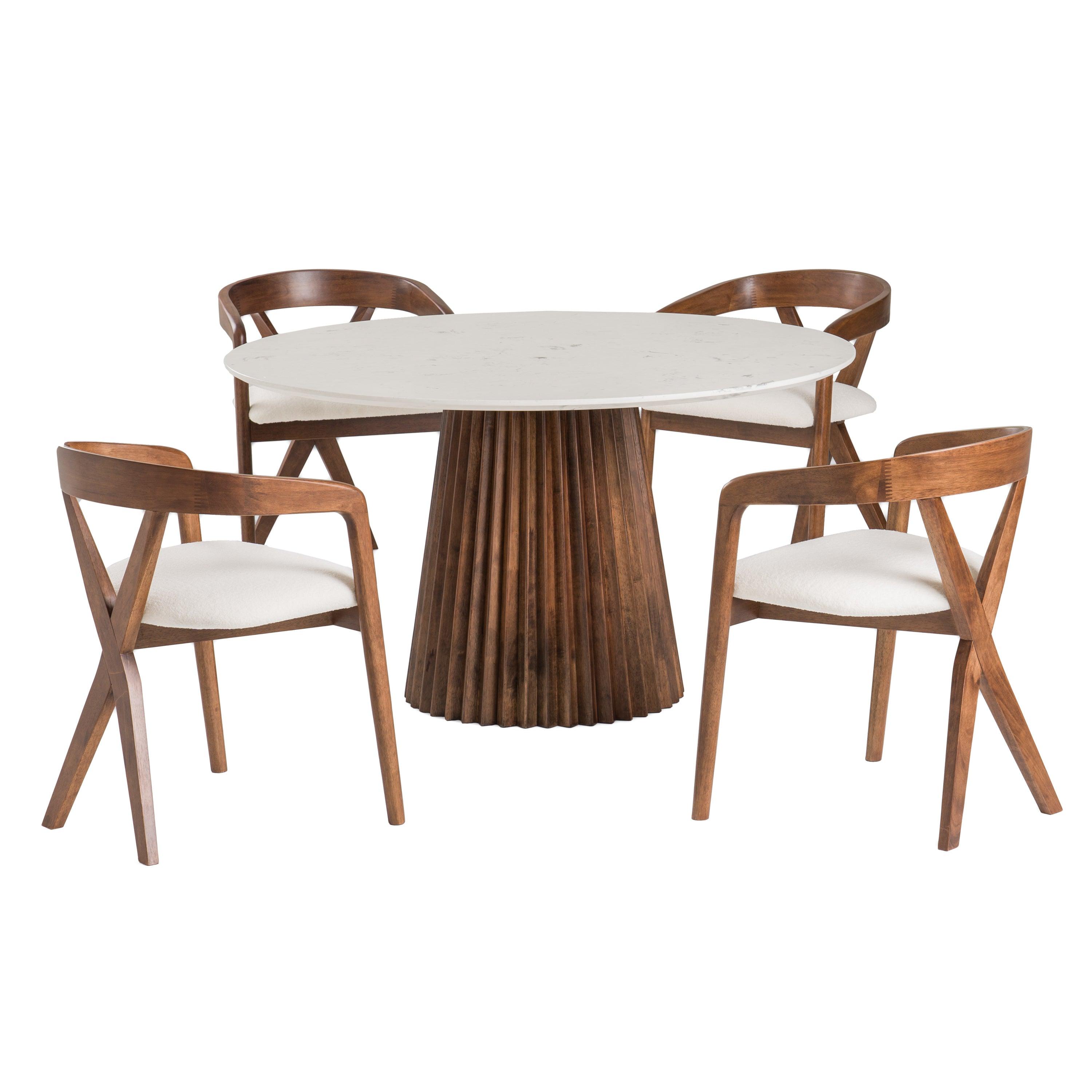 Modrest Nancy MidCentury Modern Marble Round Dining Table