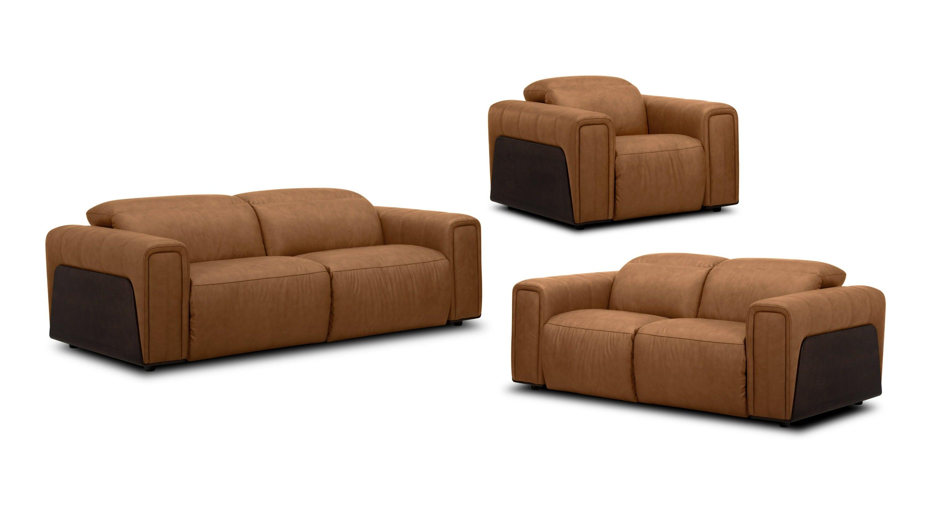 Divani Casa Sandstone Modern Leather Sofa Set w/ Electric Recliners