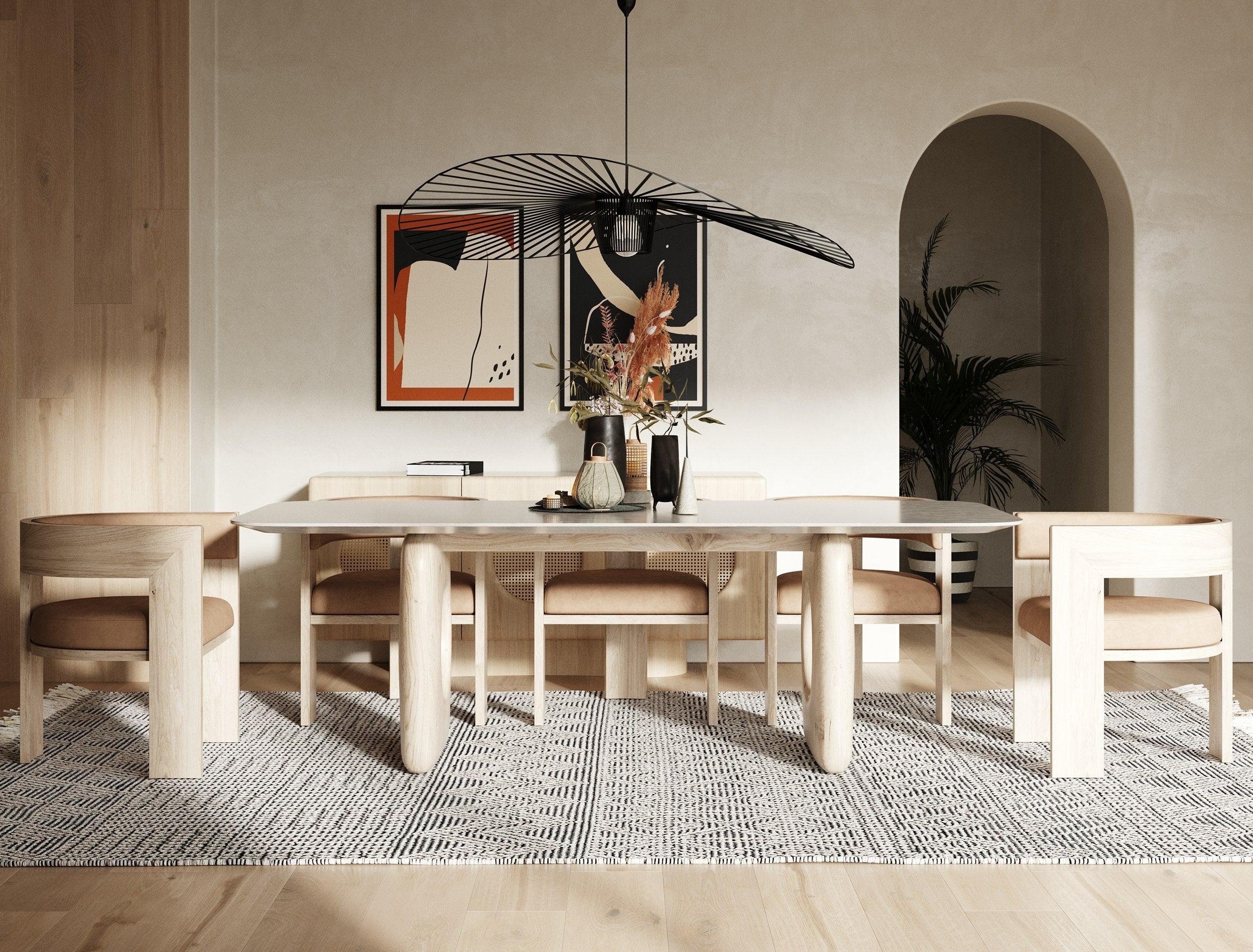 Nova Domus Osaka Modern Faux Marble Natural Ash Dining Table