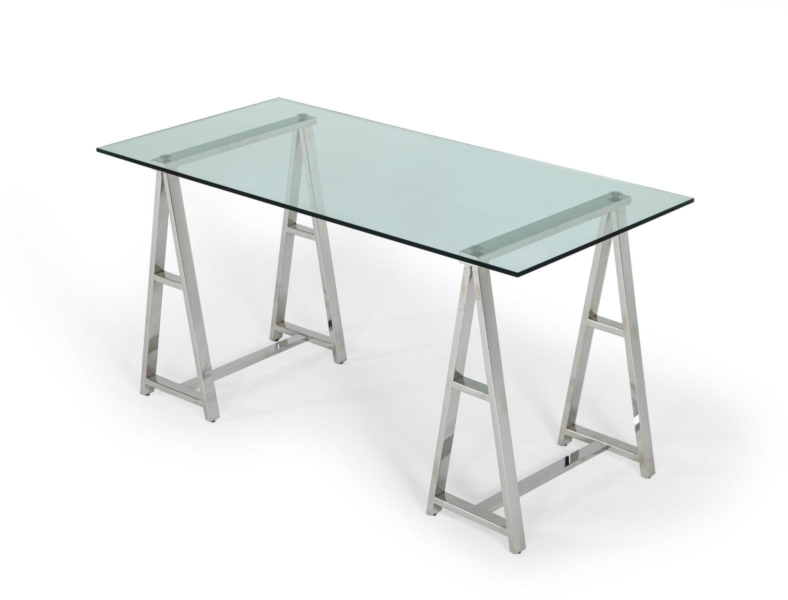 Modrest Ostro Modern Stainless Steel Glass Desk