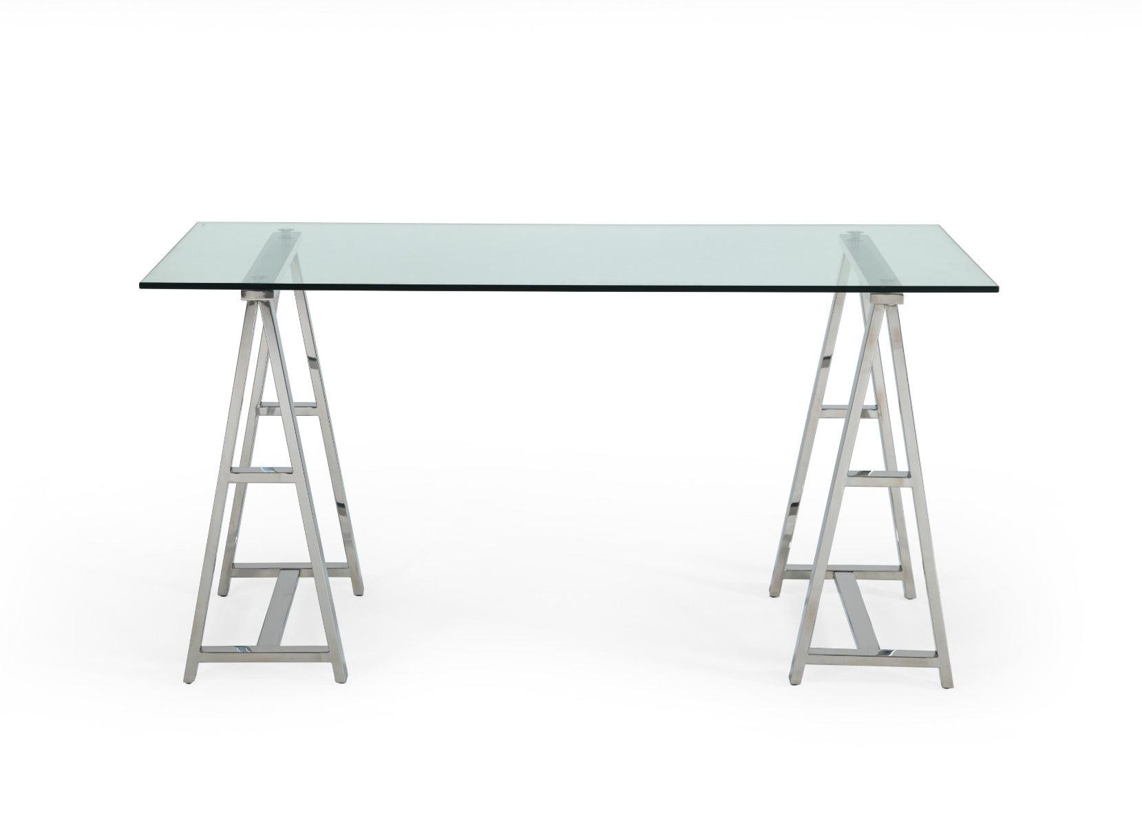 Modrest Ostro Modern Stainless Steel Glass Desk