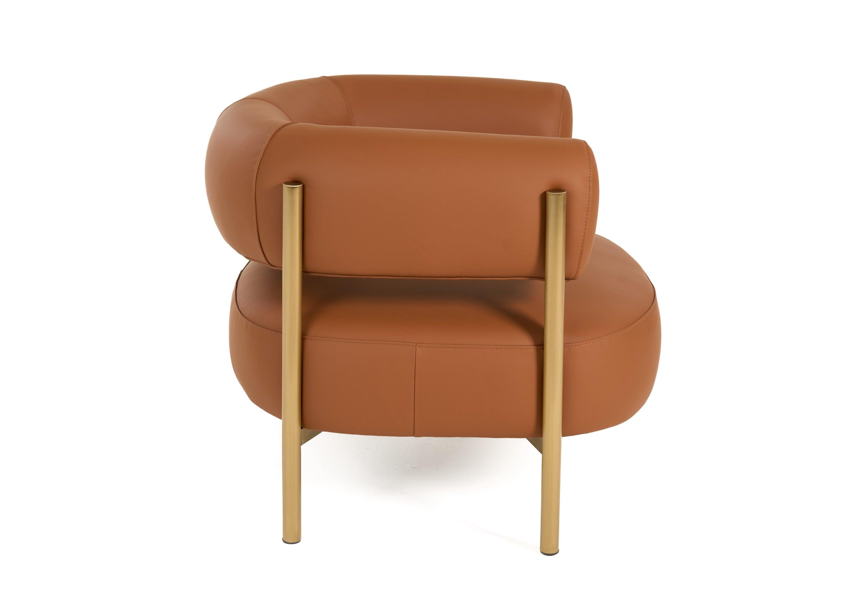 Modrest Ozona Modern Rust Leather Accent Chair