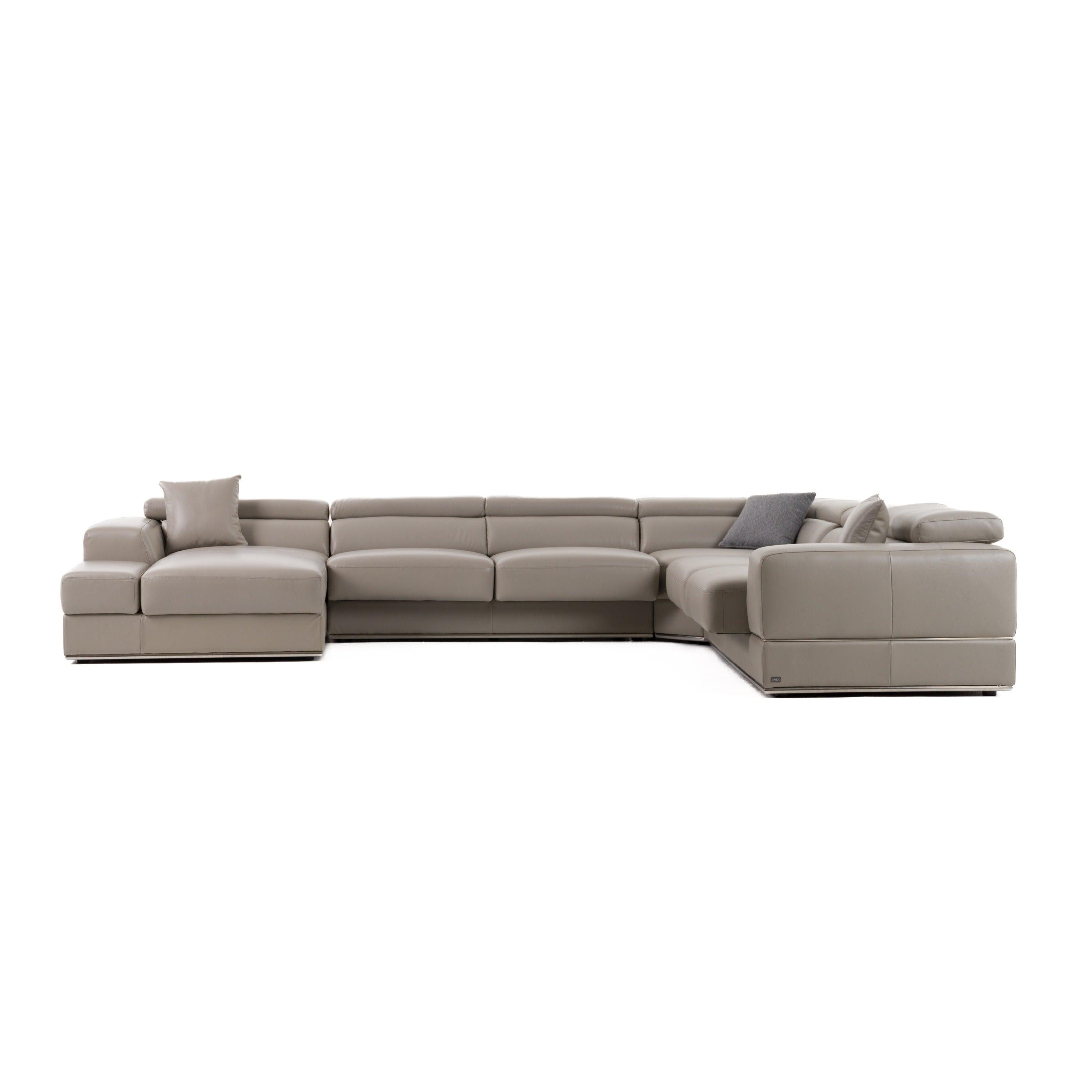 Divani Casa Pella Modern Italian Leather U Shaped Sectional Sofa