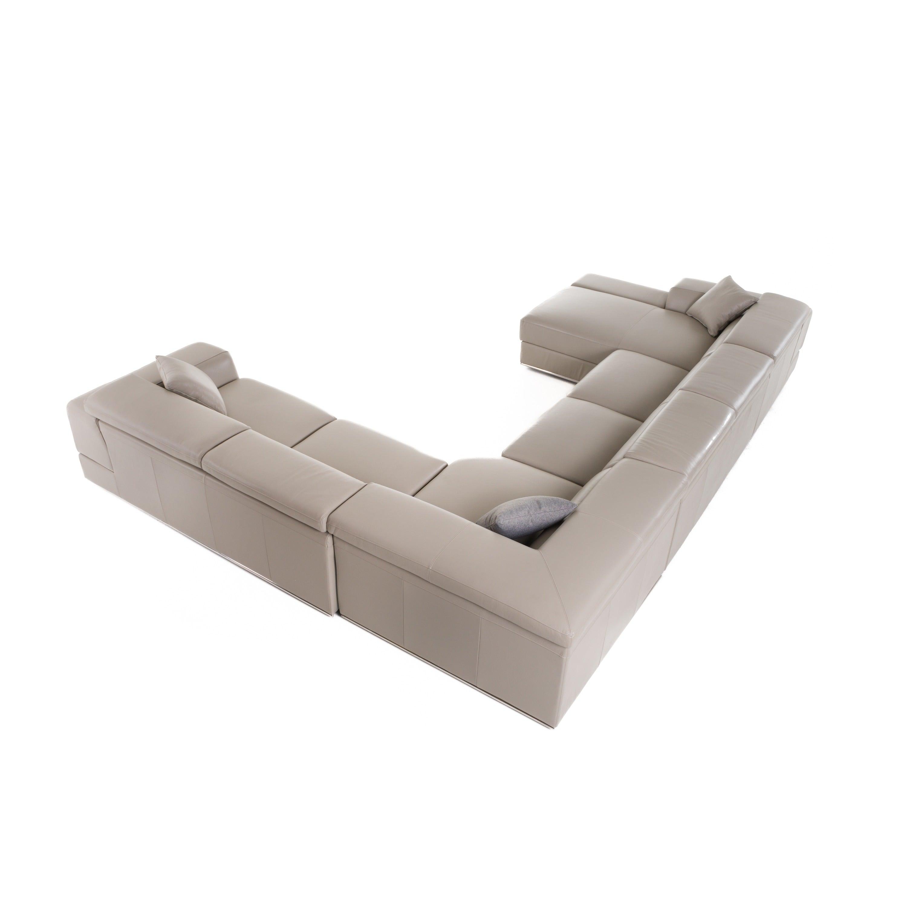 Divani Casa Pella Modern Italian Leather U Shaped Sectional Sofa