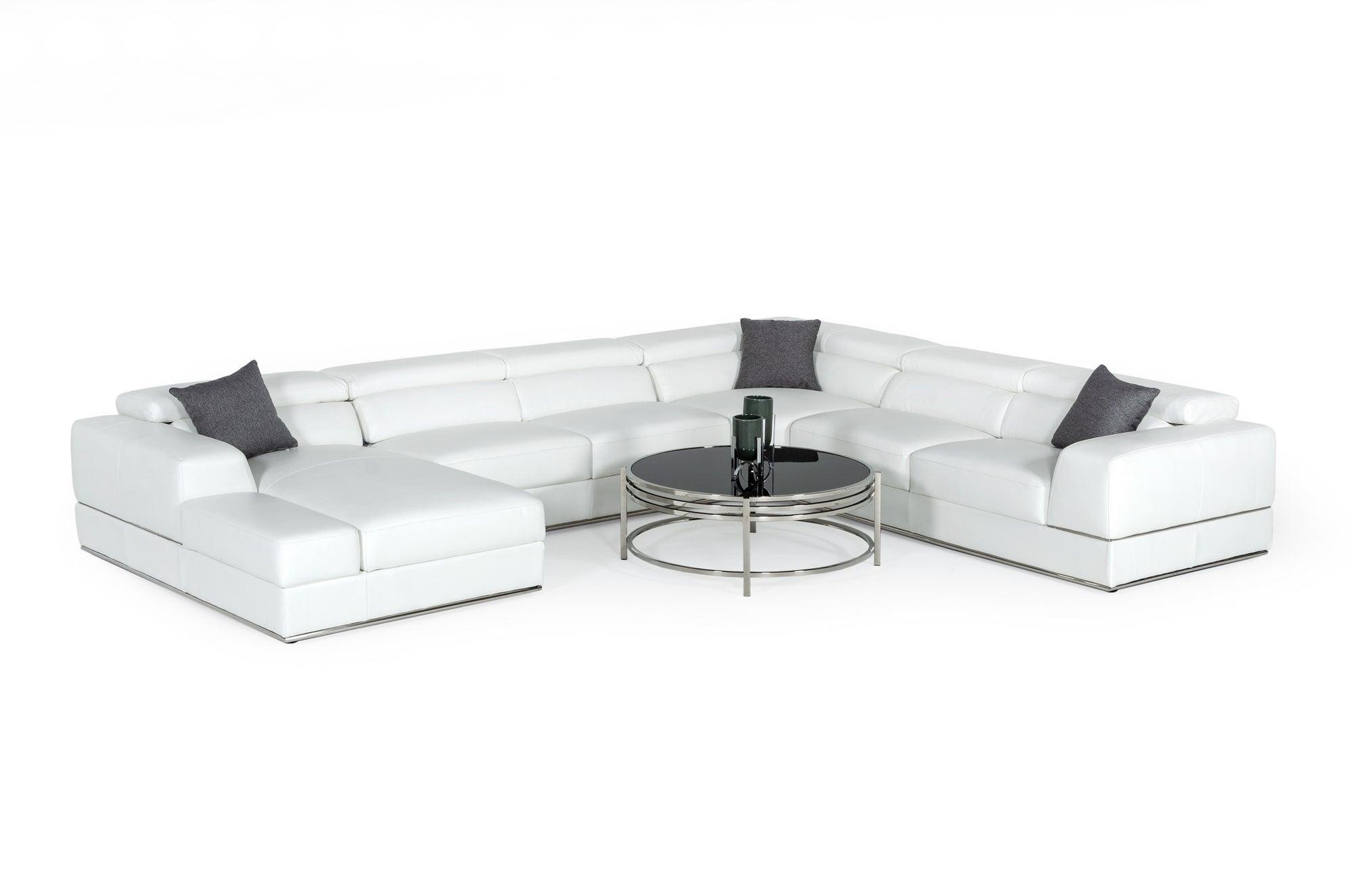 Divani Casa Pella Modern Italian Leather U Shaped Sectional Sofa