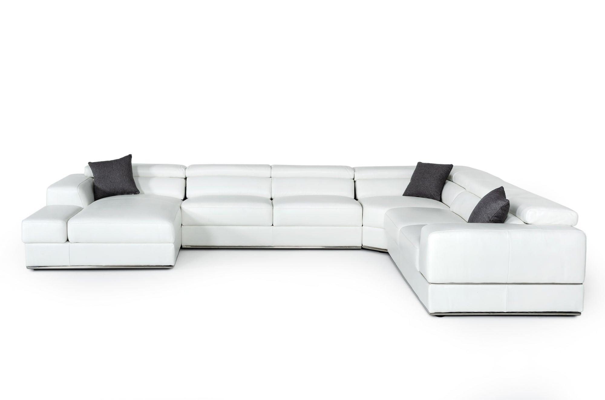 Divani Casa Pella Modern Italian Leather U Shaped Sectional Sofa