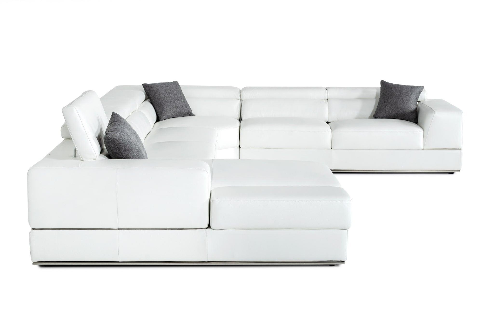 Divani Casa Pella Modern Italian Leather U Shaped Sectional Sofa