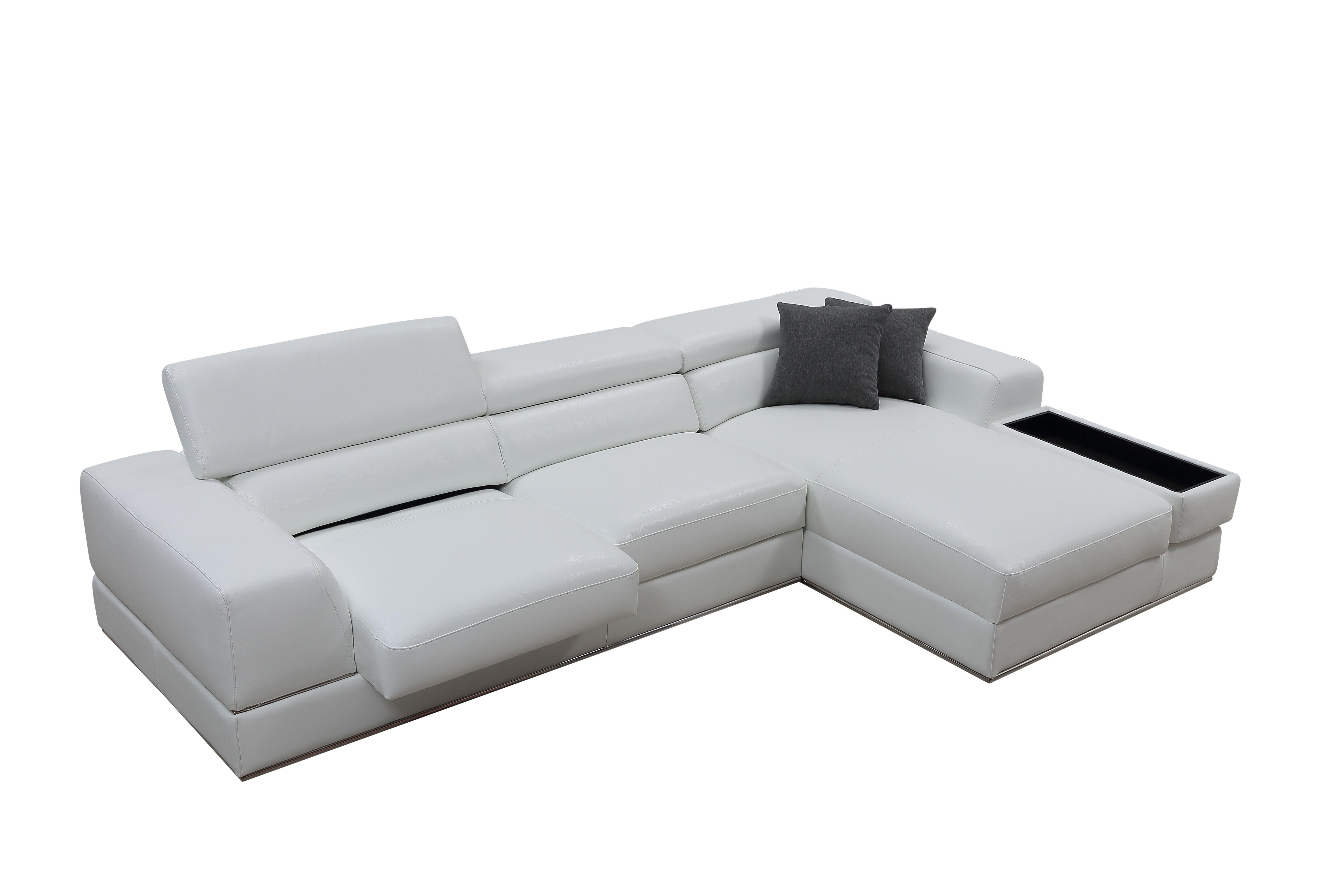 Divani Casa Pella Mini Modern Leather Right Facing Sectional Sofa