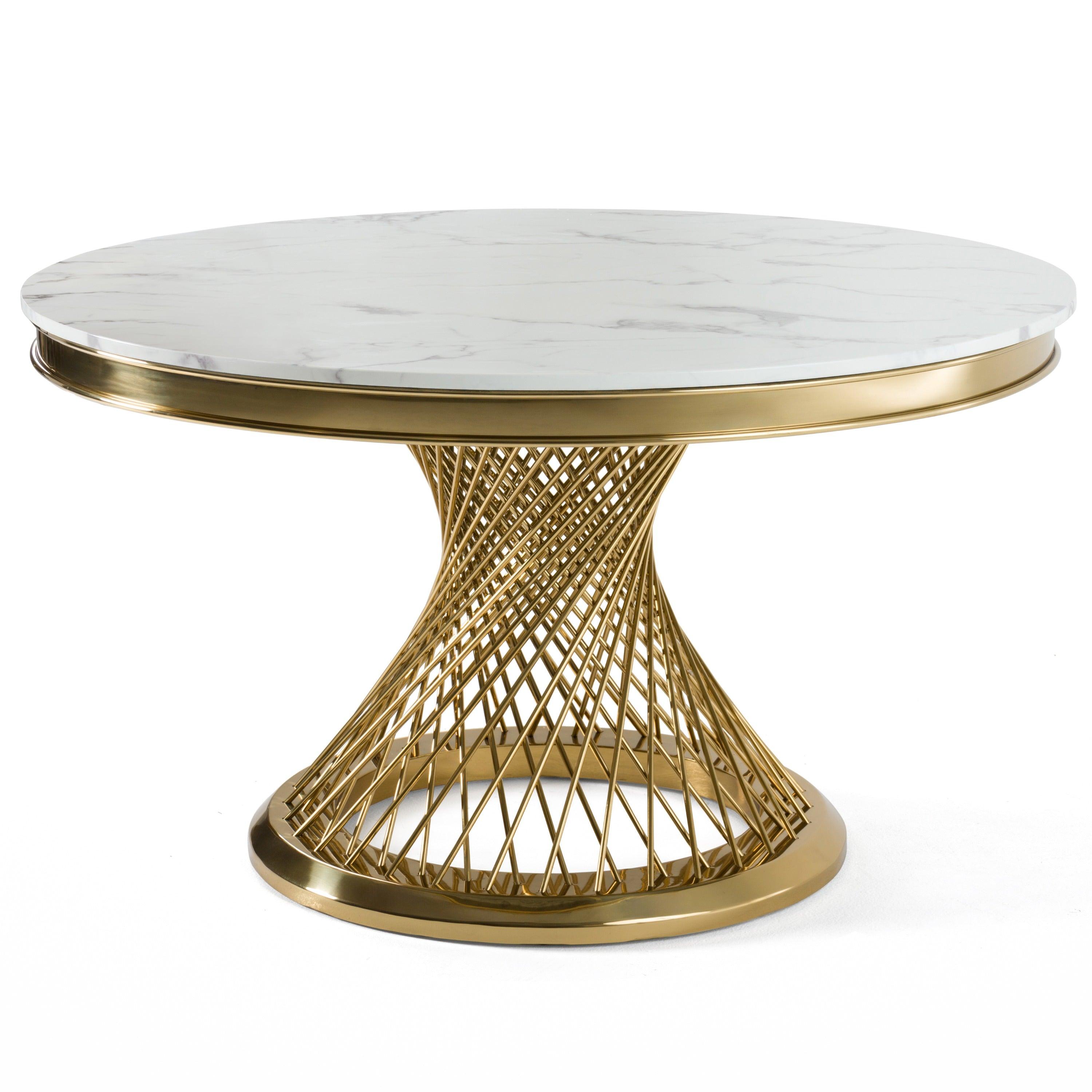 Modrest Potter Marble Stainless Steel Round Dining Table