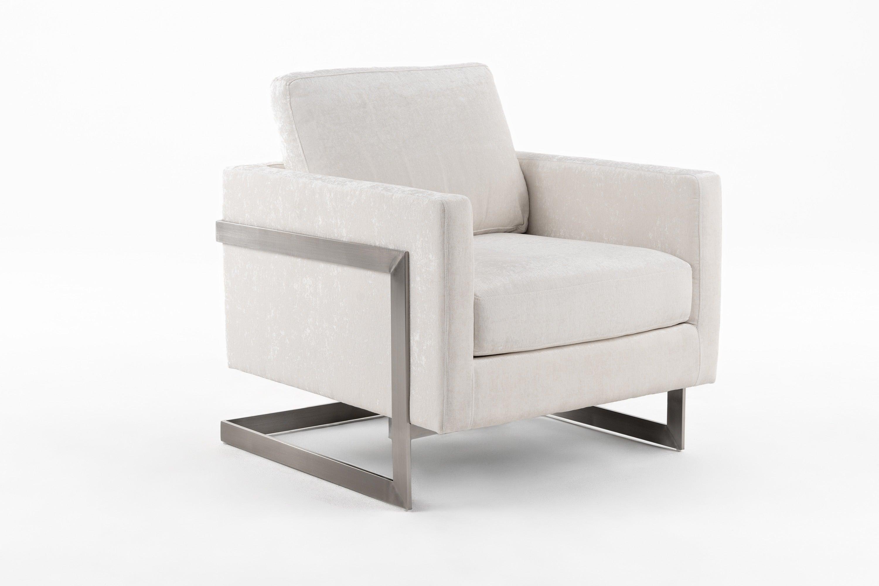 Modrest Prince Contemporary Off Fabric and Accent Chair