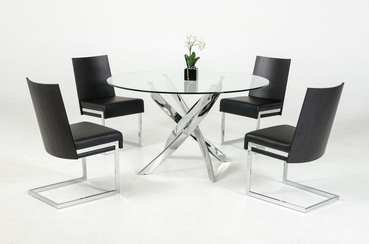 Modrest Pyrite Modern Round Glass Dining Table