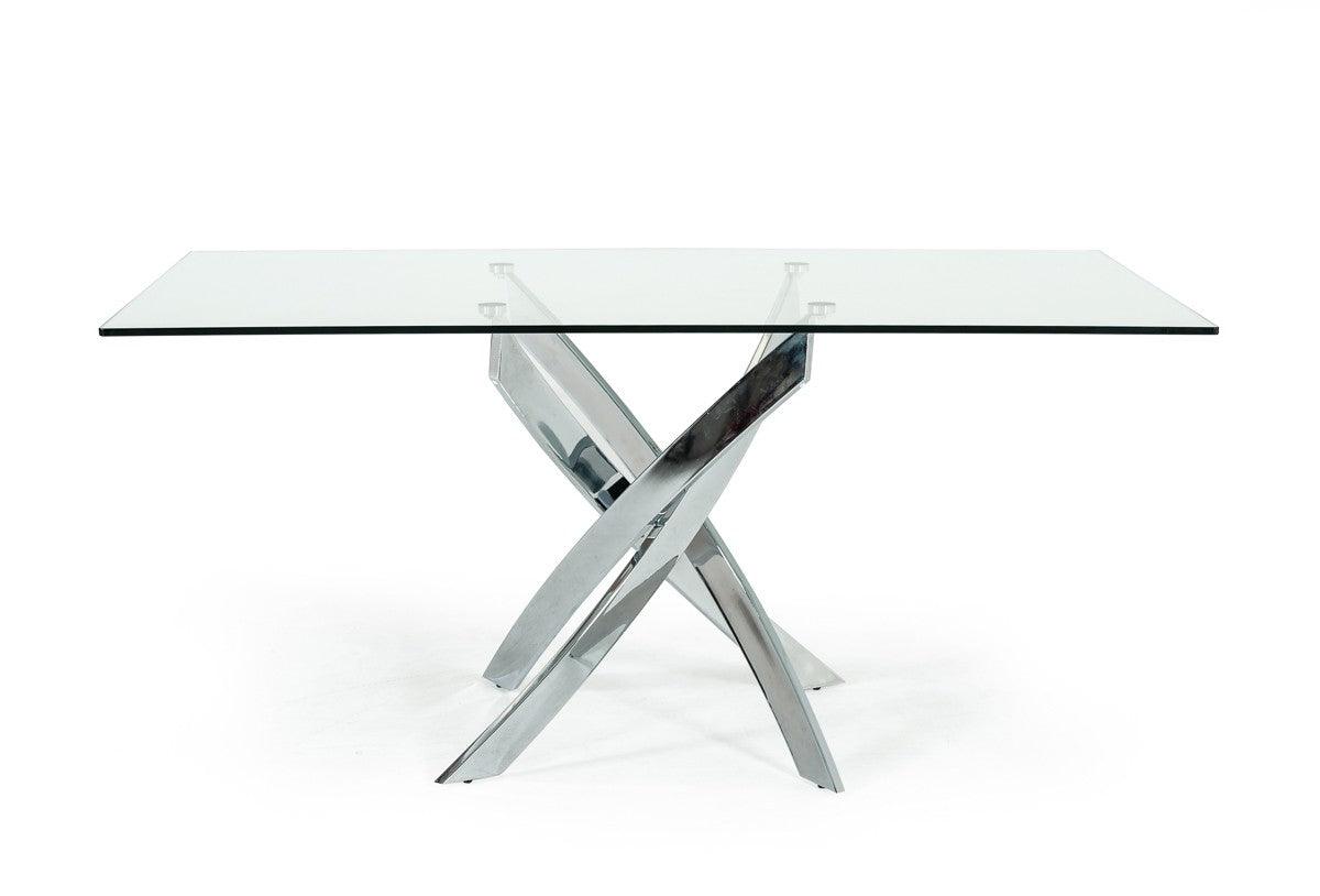 Modrest Pyrite Modern Rectangular Glass Dining Table