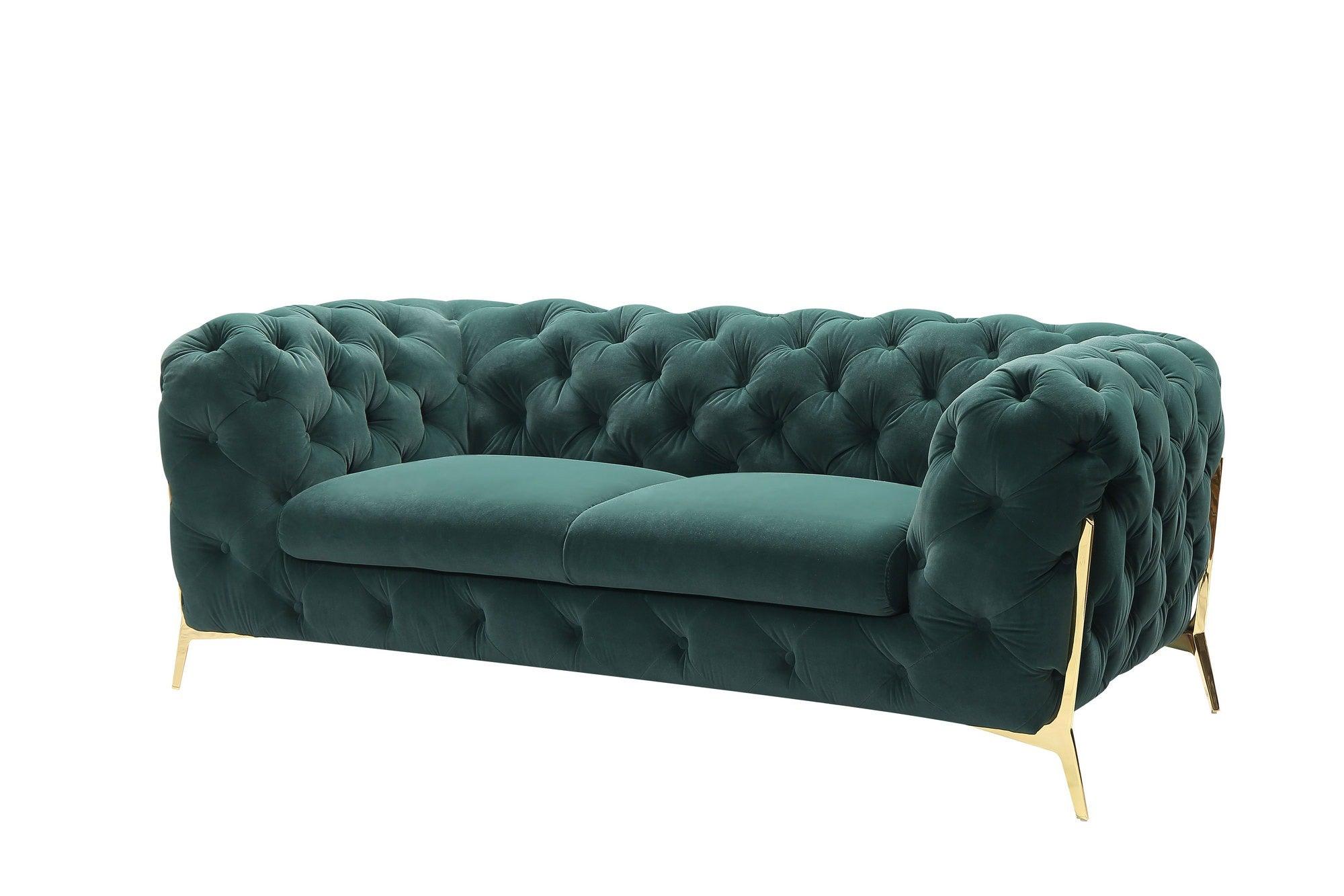 Divani Casa Quincey Transitional Emerald Velvet Loveseat